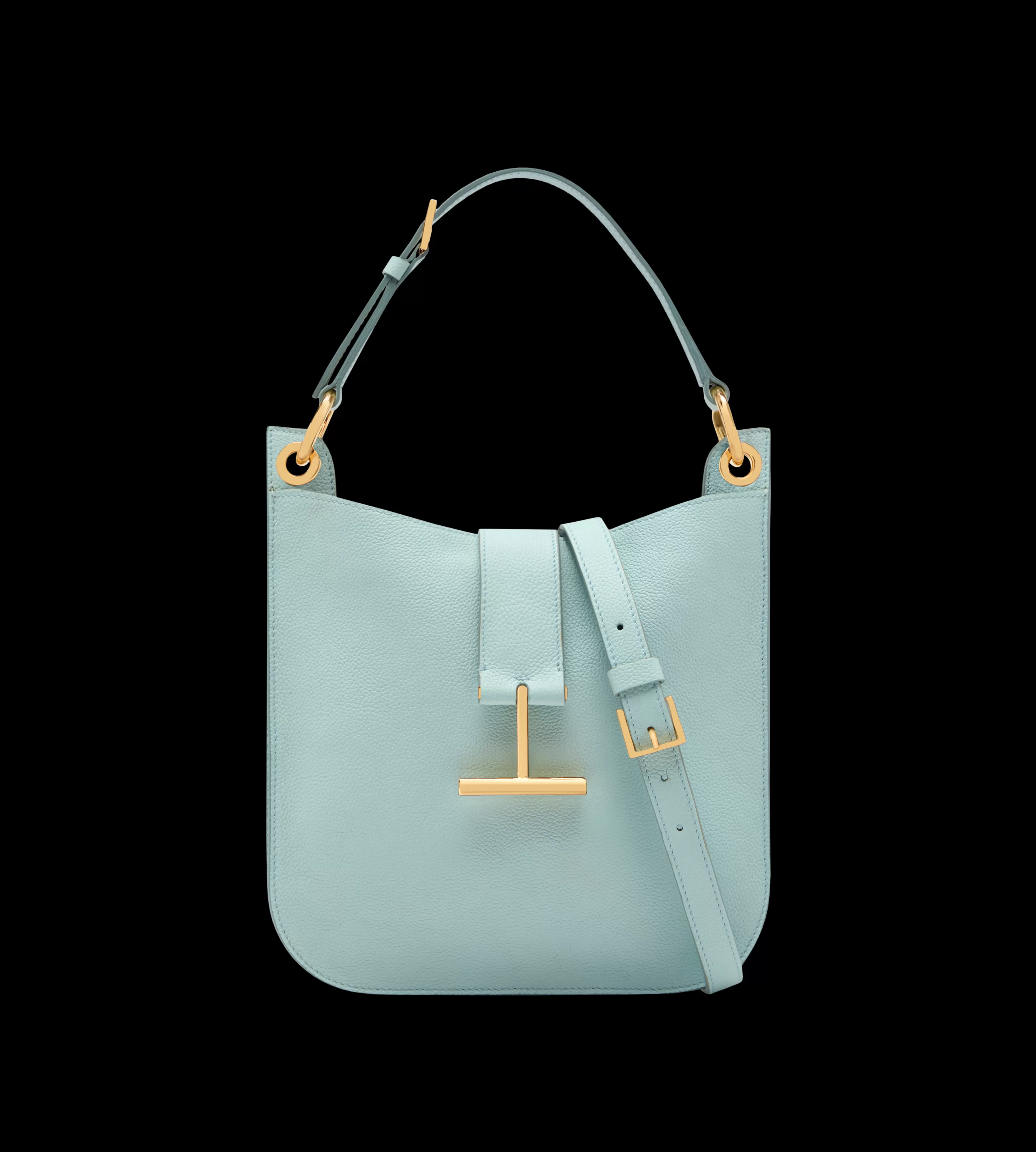 TOM FORD GRAIN LEATHER TARA SMALL CROSSBODY PASTEL BLUE^WOMEN SPRING 24