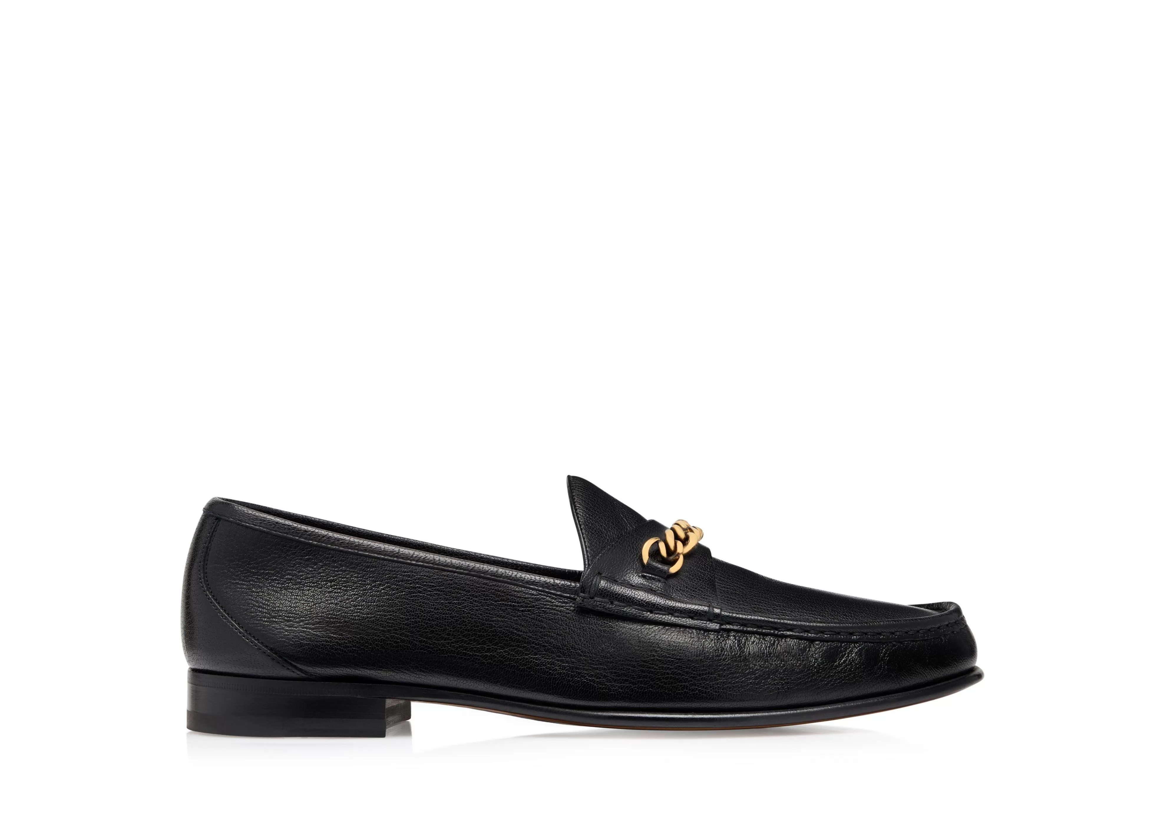 TOM FORD GRAIN LEATHER YORK CHAIN LOAFER BLACK^MEN Loafers