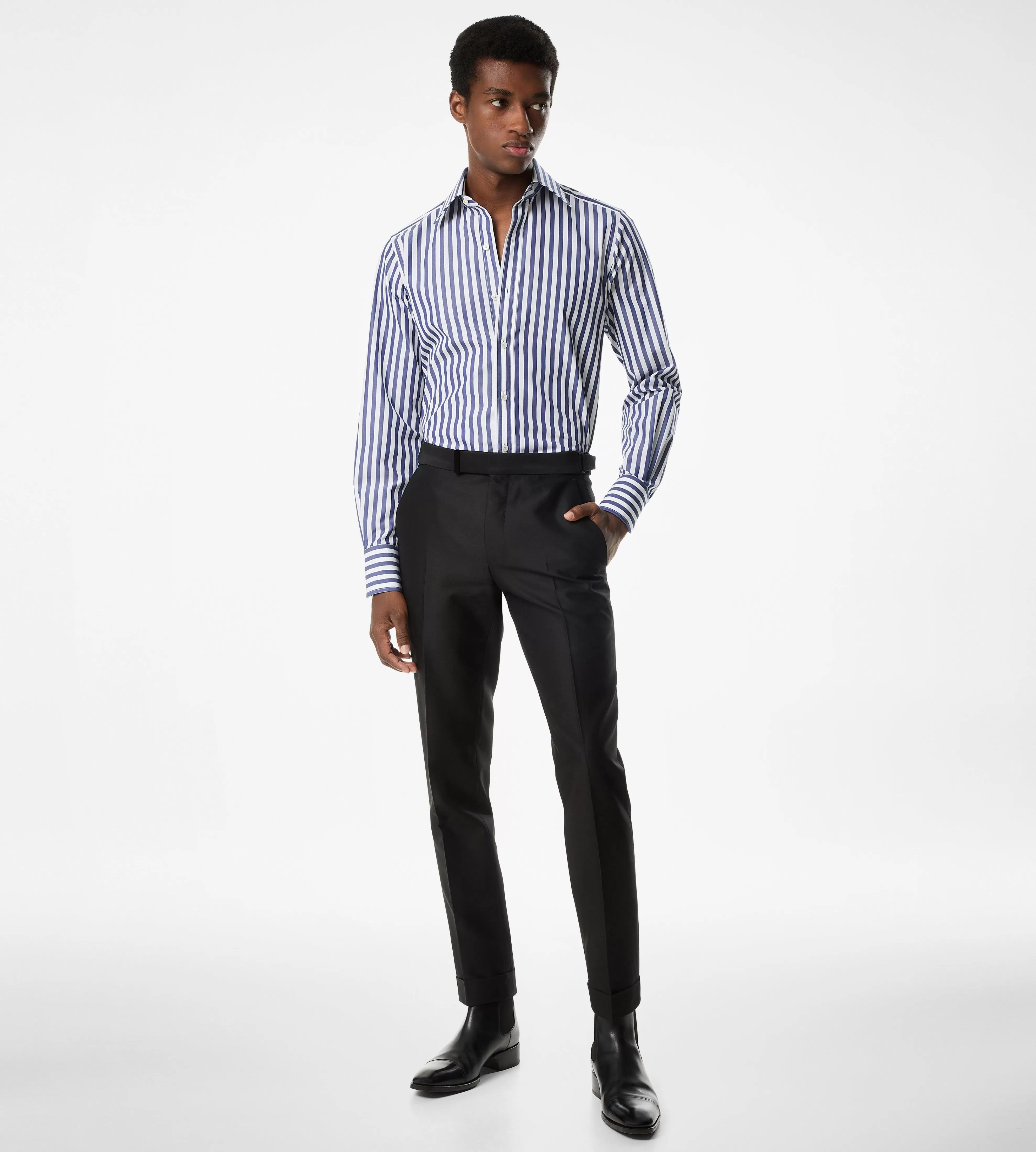 TOM FORD GRAND BANGLE SLIM FIT SHIRT WHITE & BLUE^MEN | MEN Shirts | JETSETTER EDIT