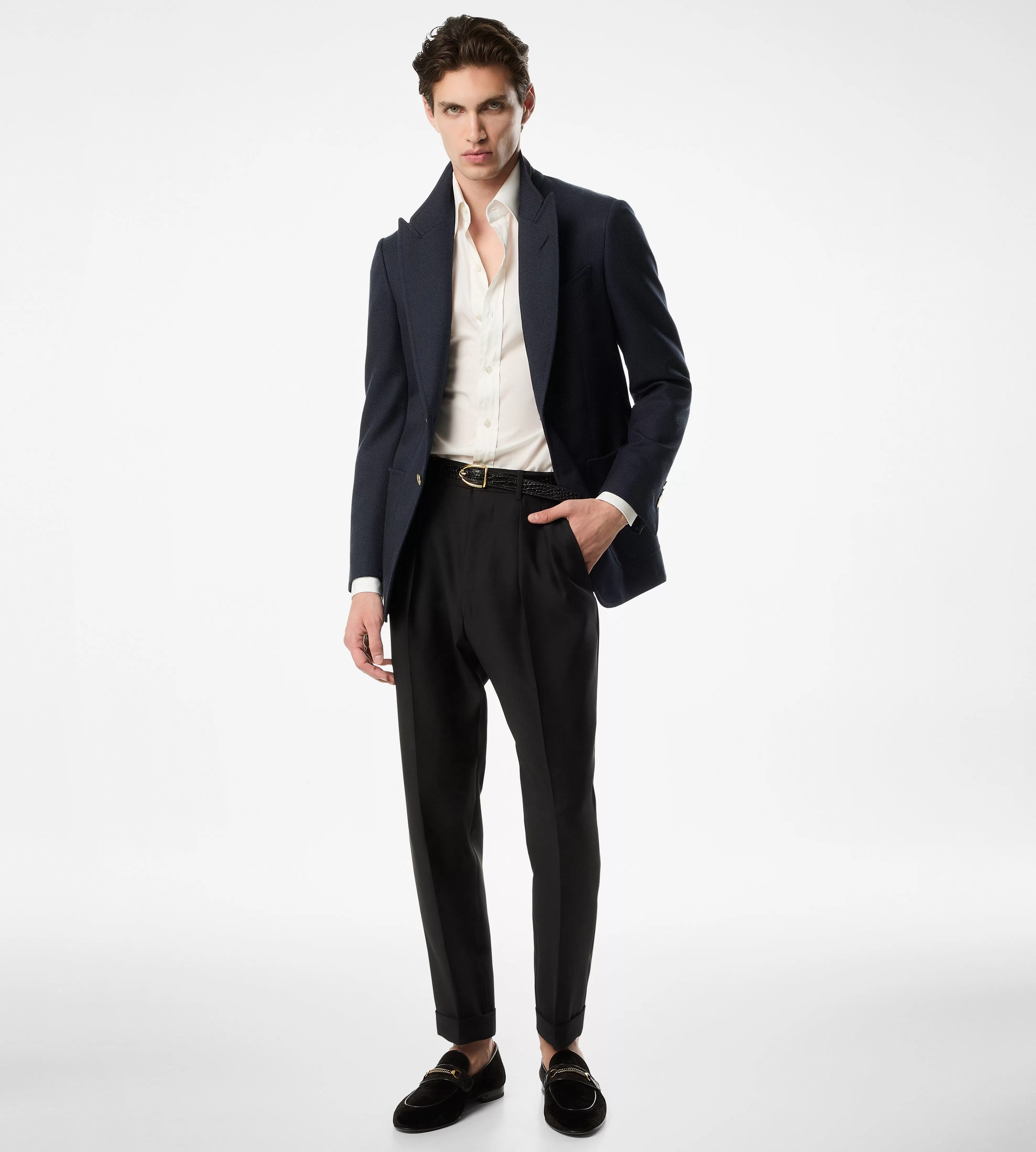 TOM FORD GRAND HOPSACK SHELTON SPORT JACKET NAVY^MEN | MEN Jackets | SPRING 24