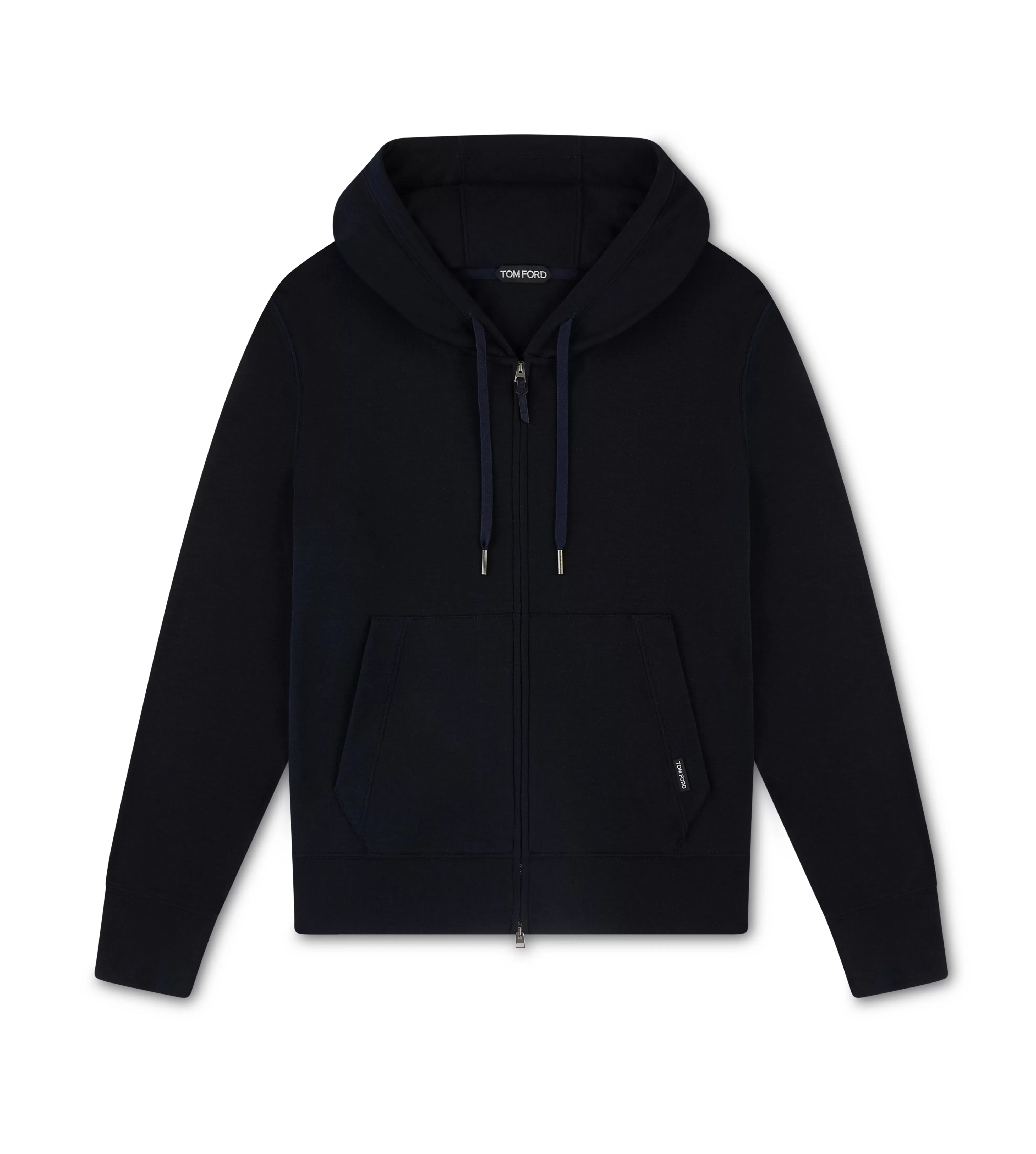 TOM FORD INTERLOCK CASHMERE HOODIE NAVY^MEN Knitwear