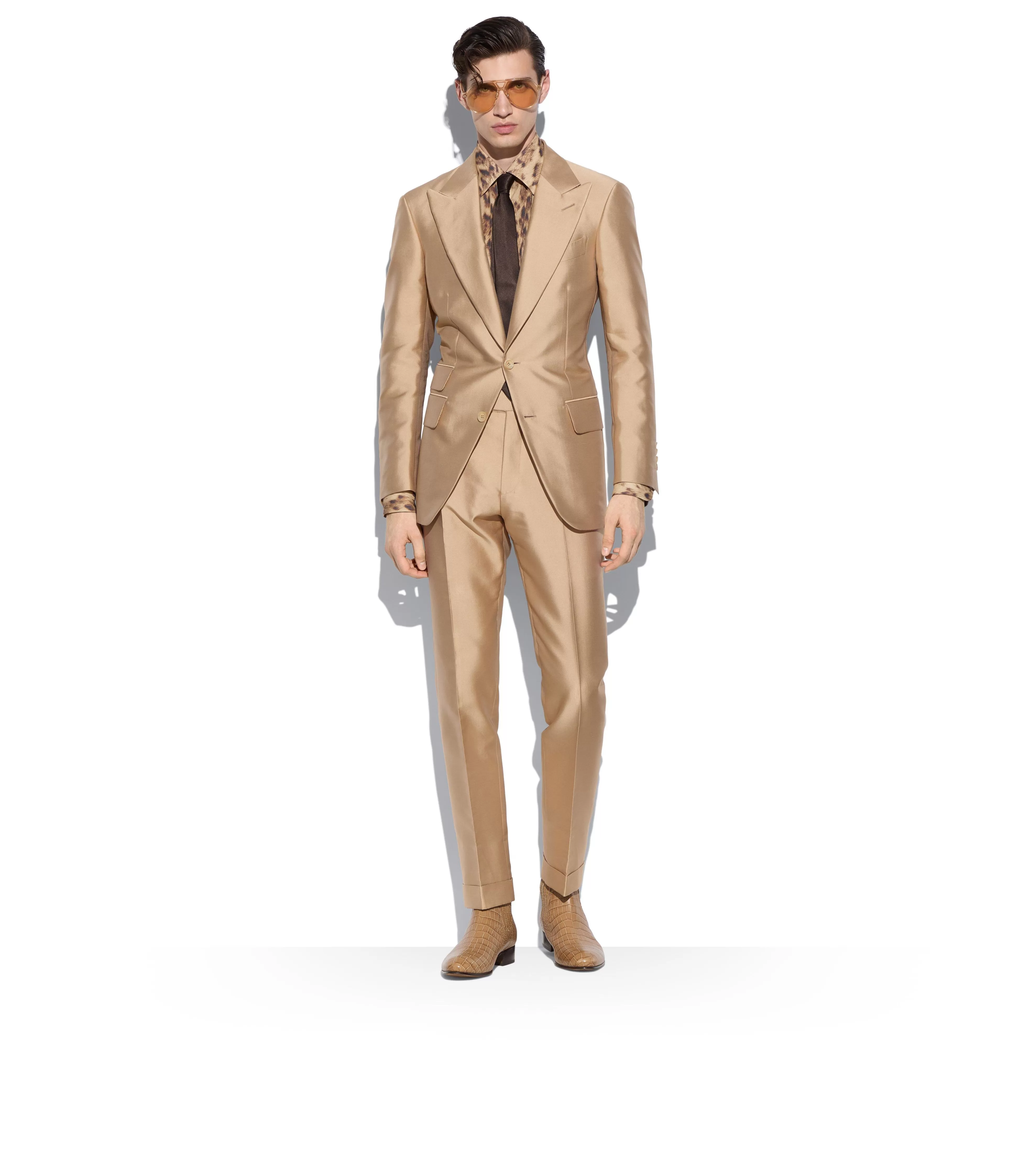 TOM FORD IRIDESCENT TWILL ATTICUS SUIT STRAW^MEN Suits