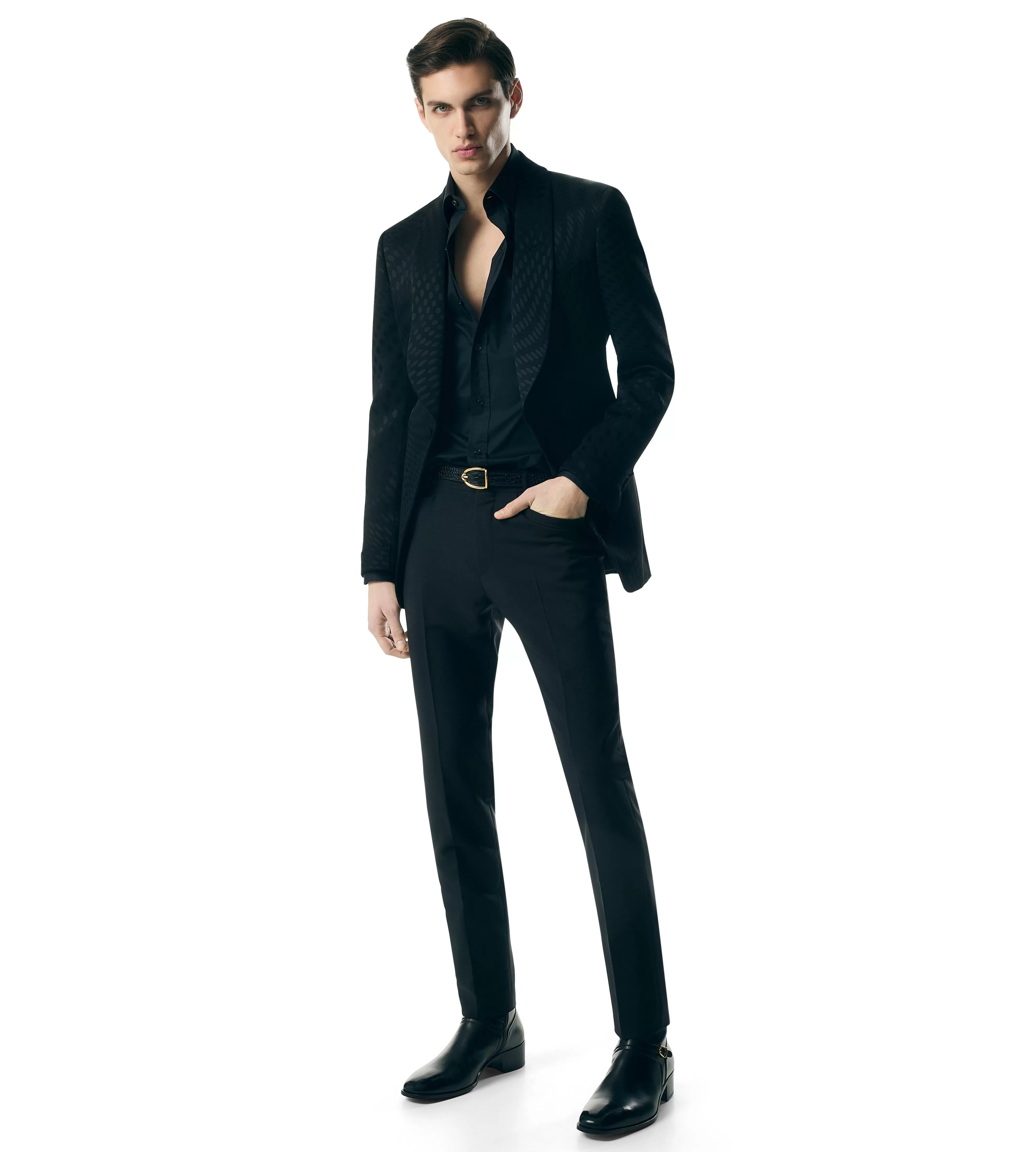 TOM FORD JACQUARD SHELTON COCKTAIL JACKET BLACK^MEN | MEN Evening | Jackets