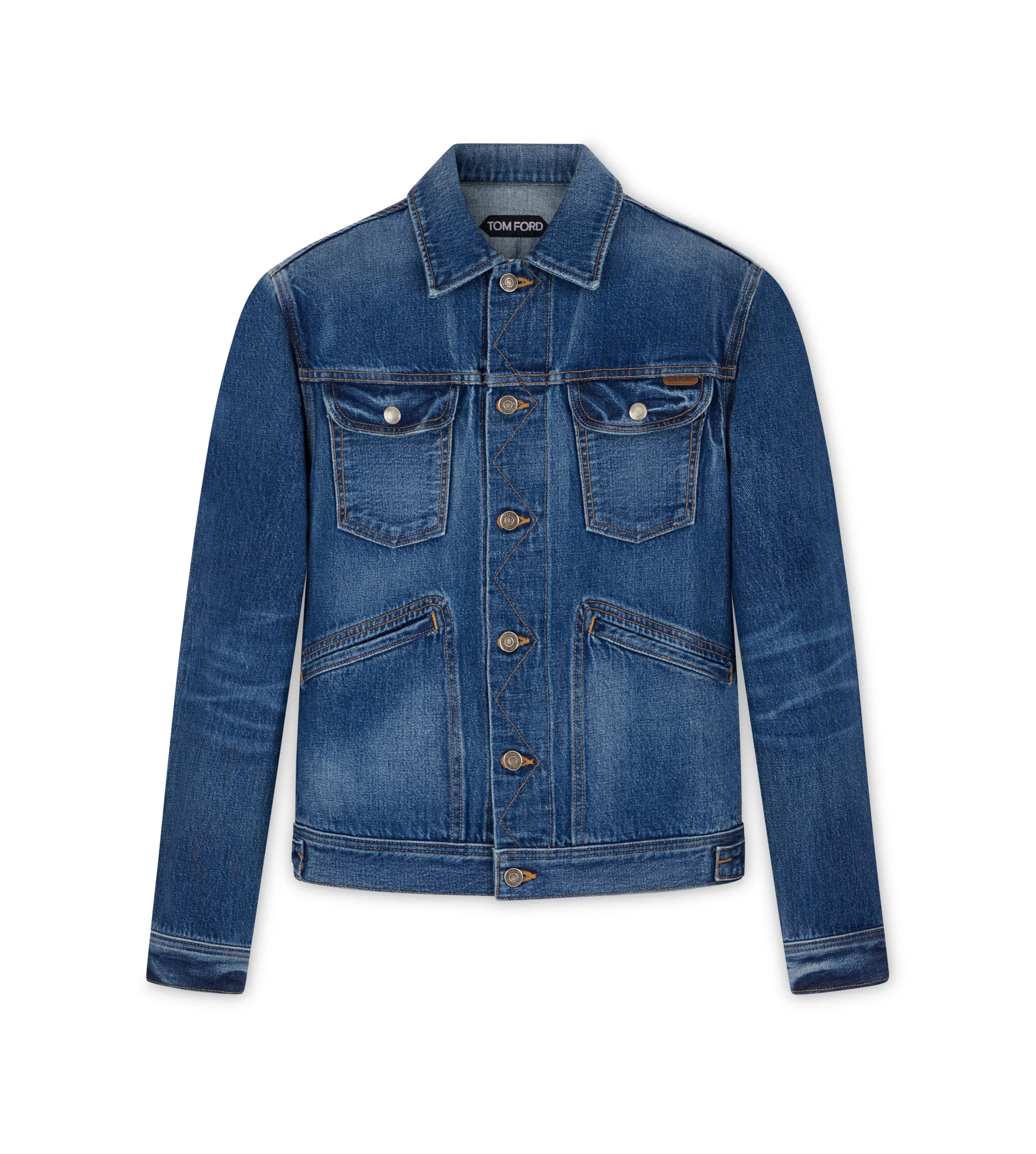 TOM FORD JAPANESE SELVEDGE DENIM JACKET WASHED INDIGO^MEN Outerwear