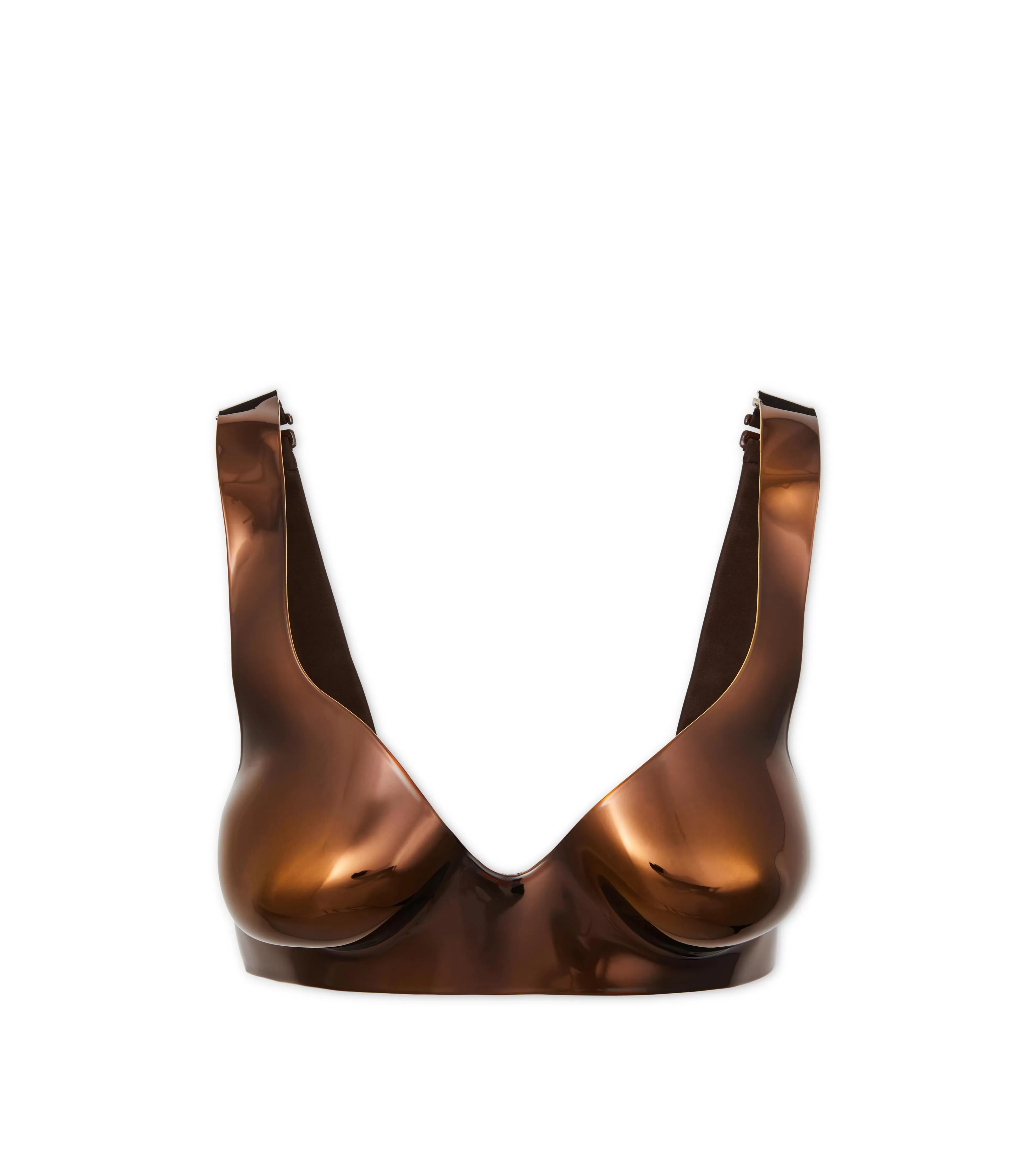 TOM FORD LACQUERED CHROMED ACRYLIC ANATOMICAL BRA TAWNY^WOMEN Tops