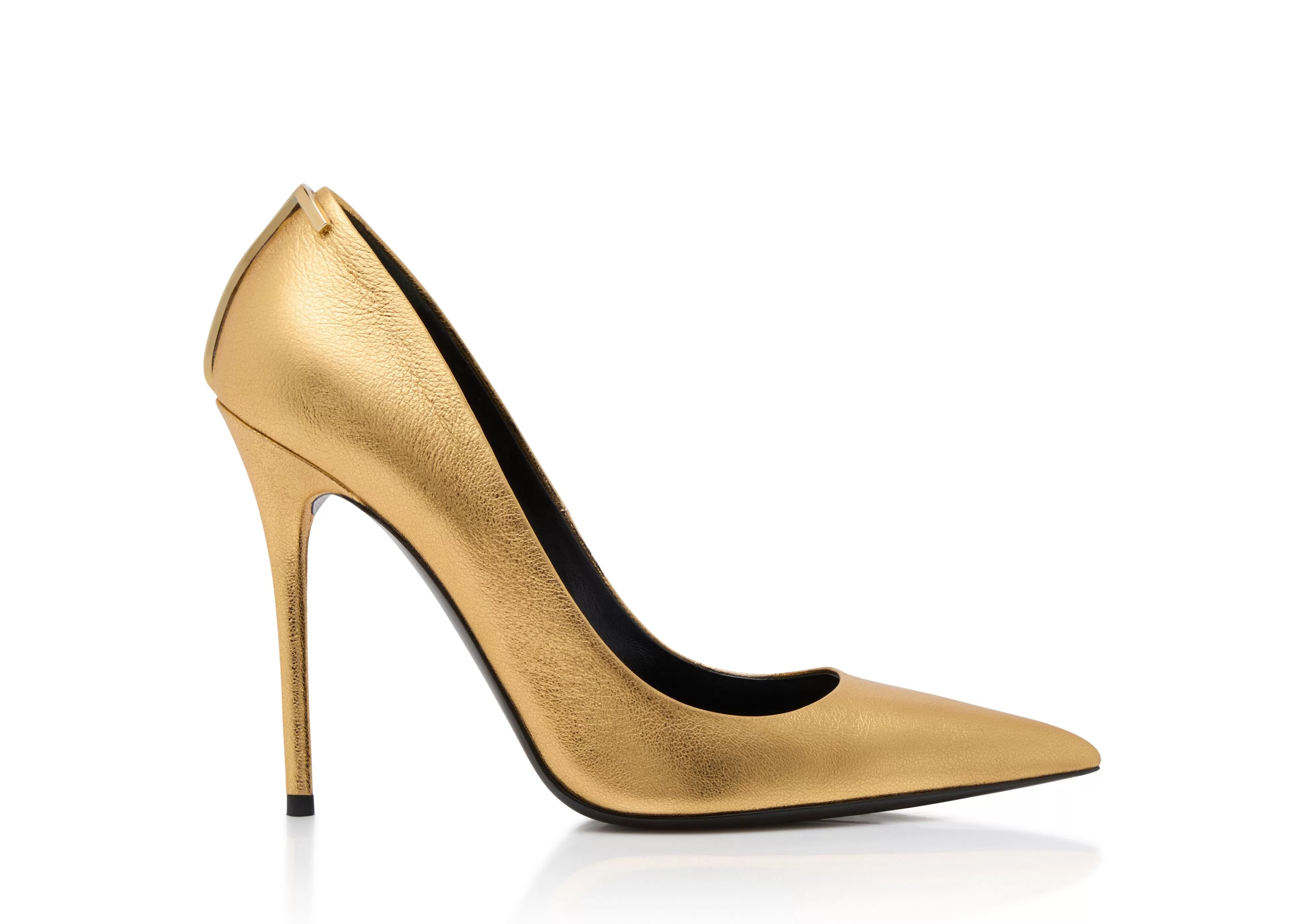 TOM FORD LAMINATED NAPPA ICONIC T PUMP GOLD^WOMEN Pumps