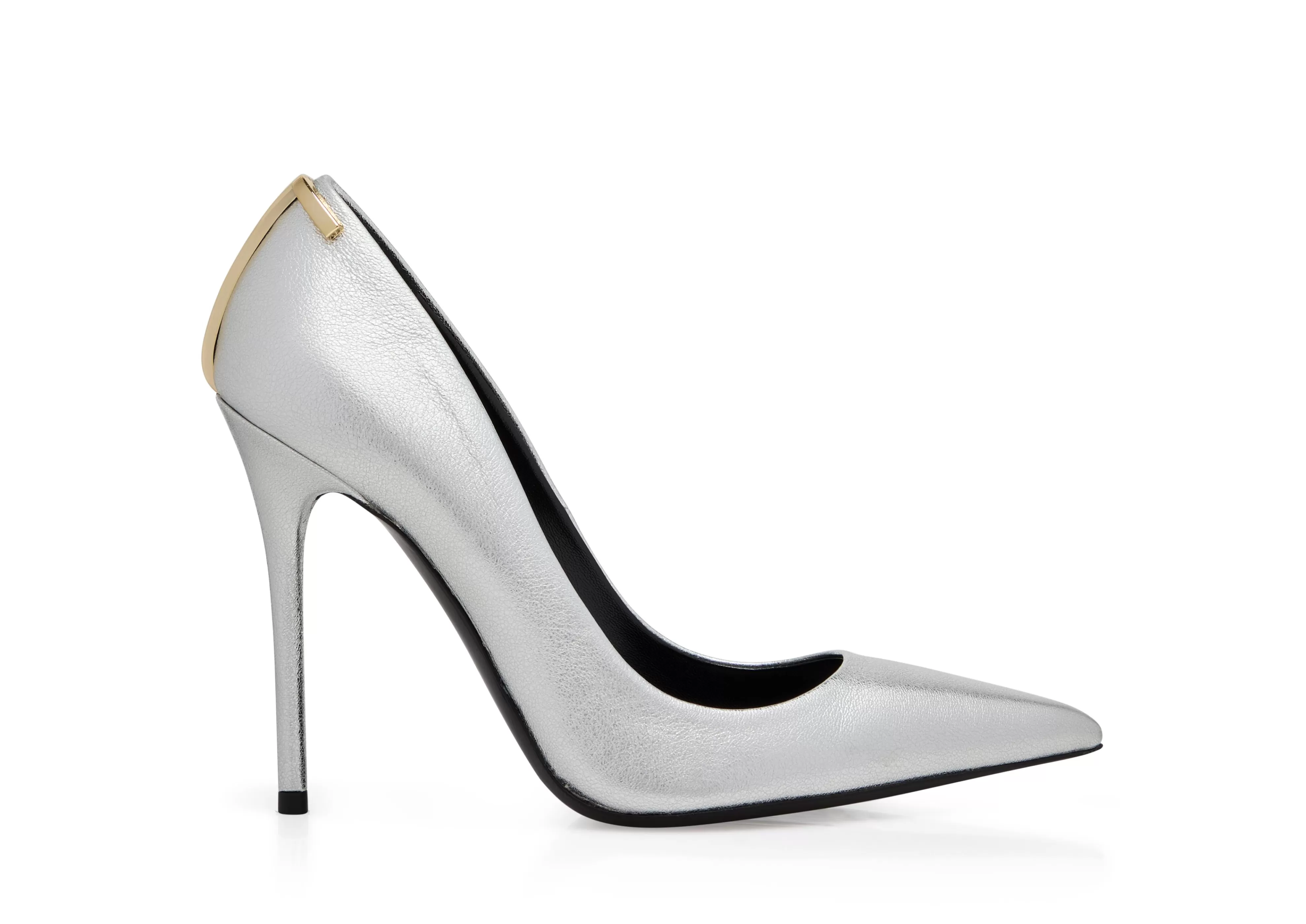 TOM FORD LAMINATED NAPPA ICONIC T PUMP SILVER^WOMEN Pumps