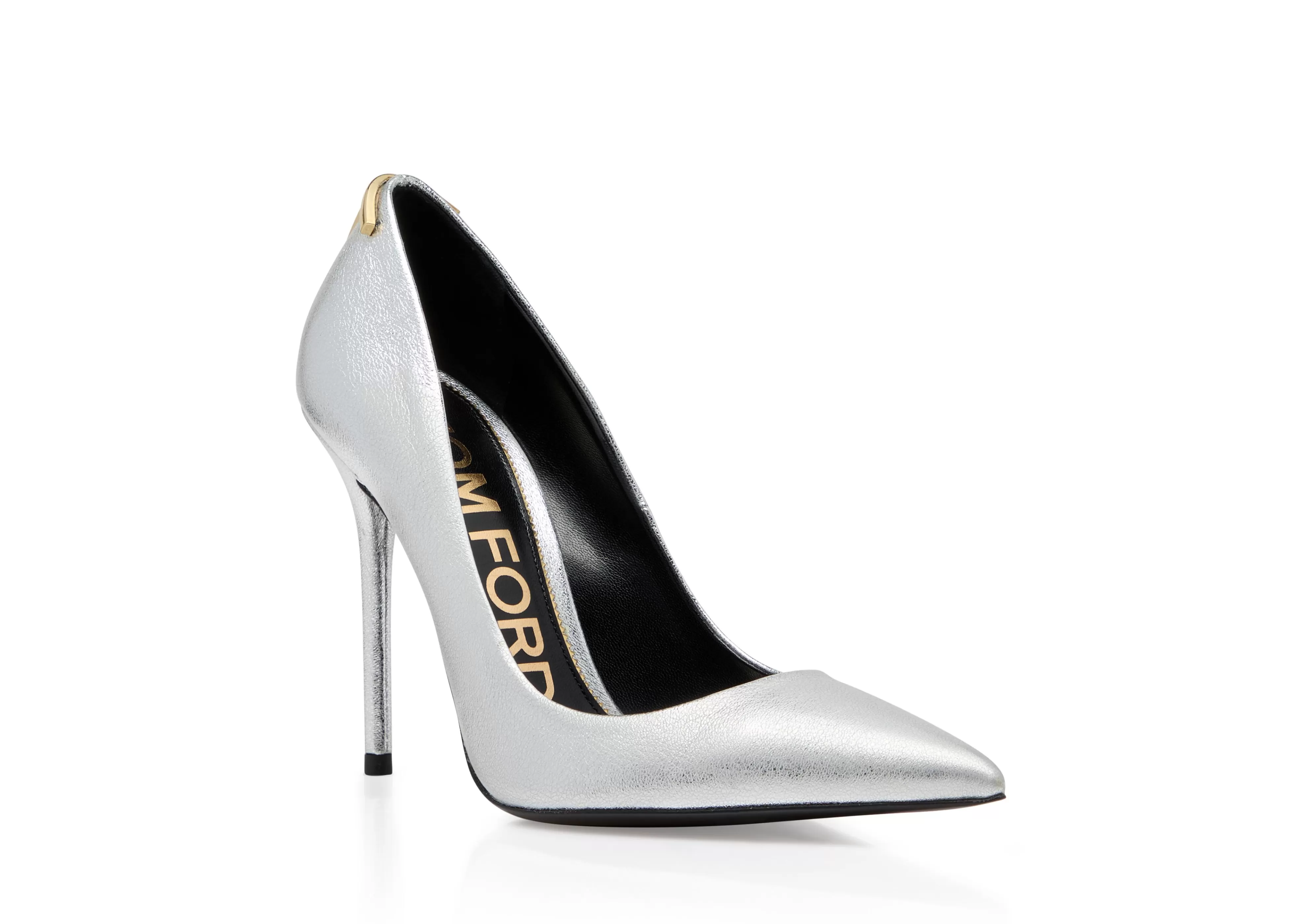 TOM FORD LAMINATED NAPPA ICONIC T PUMP SILVER^WOMEN Pumps