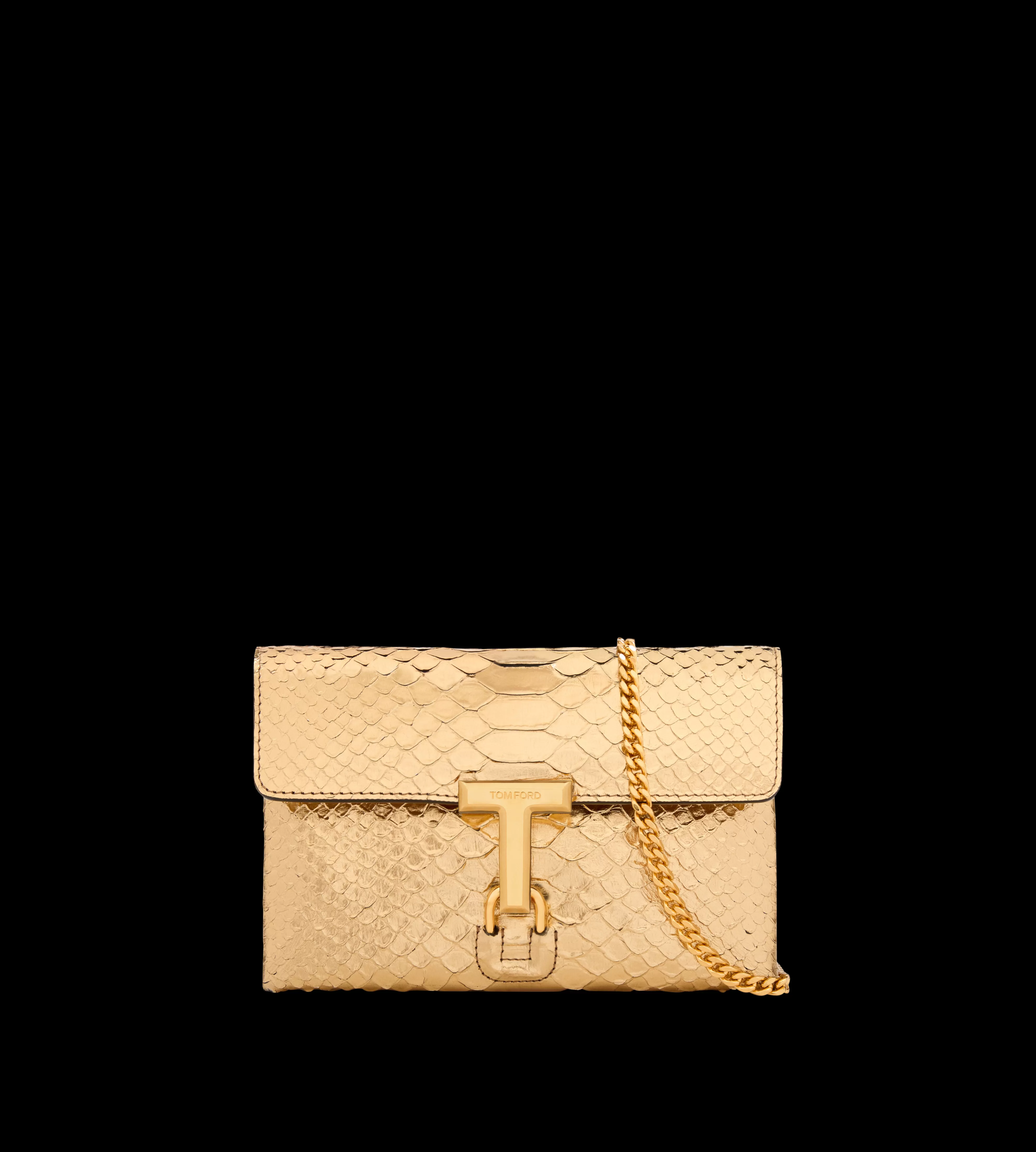 TOM FORD LAMINATED STAMPED PYTHON LEATHER MONARCH MINI BAG DARK GOLD^WOMEN | WOMEN Shoulder Bags | SPRING 24