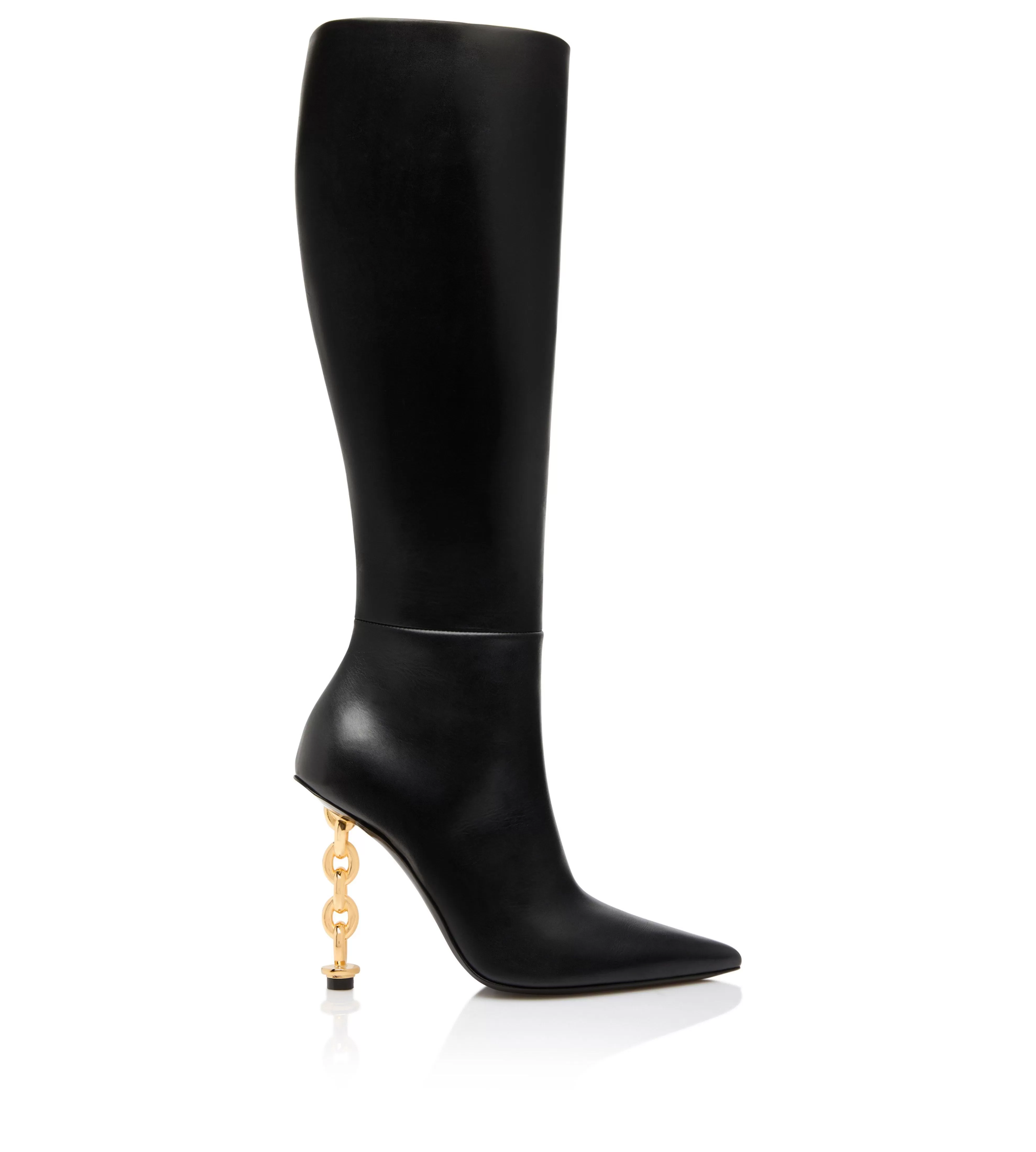 TOM FORD LEATHER CHAIN HEEL BOOT BLACK^WOMEN Boots