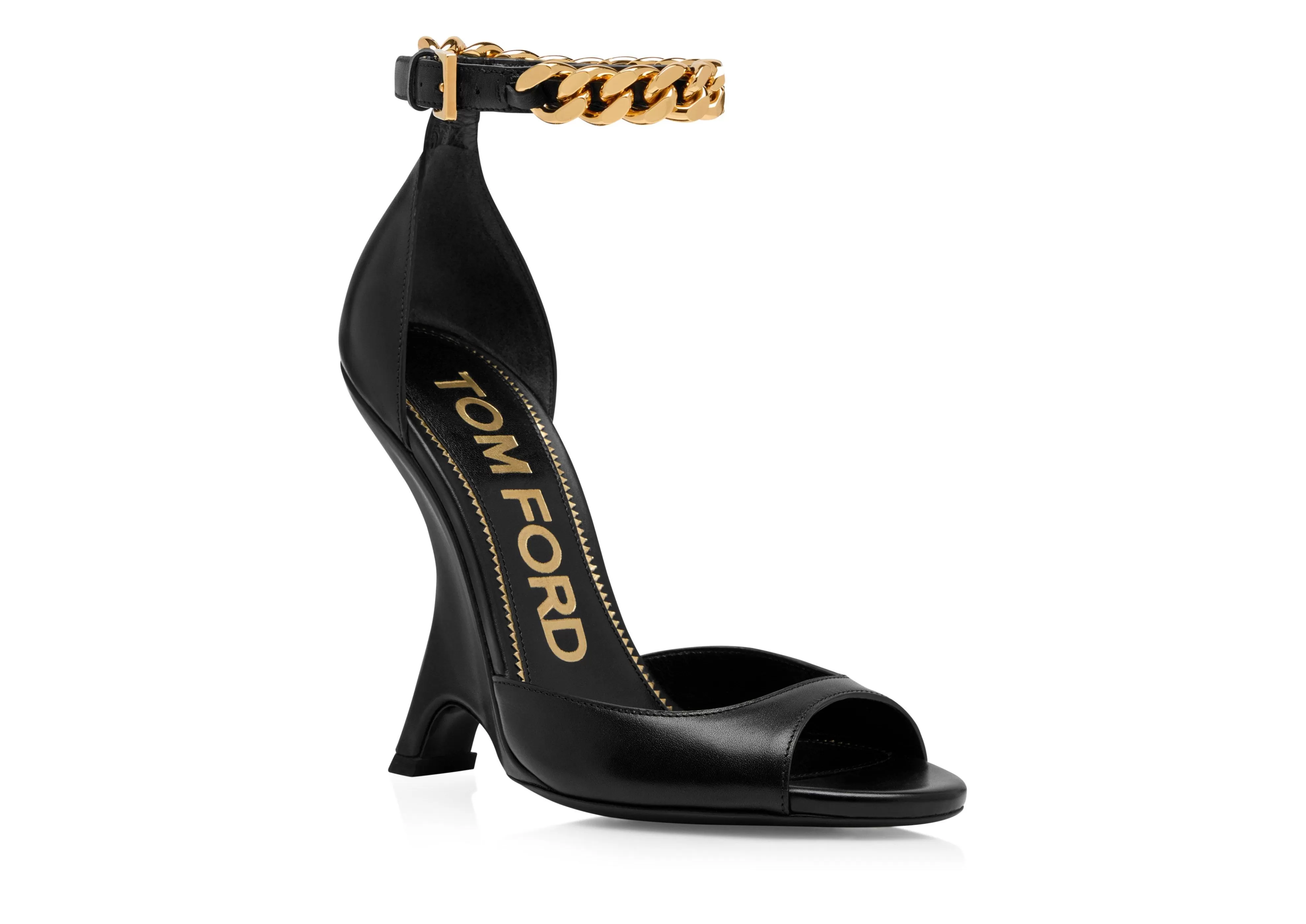 TOM FORD LEATHER CHAIN SANDAL BLACK^WOMEN Sandals