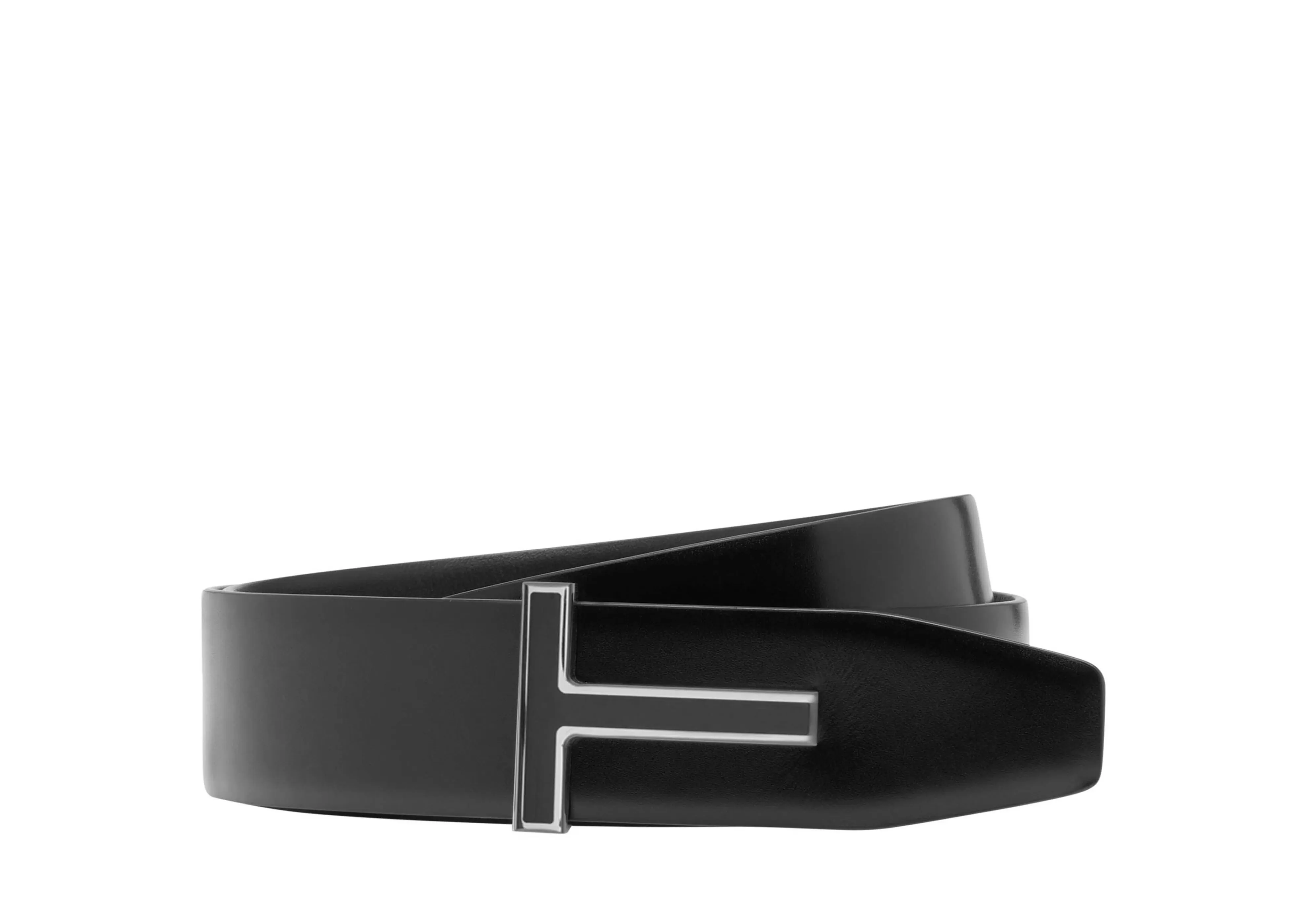 TOM FORD LEATHER ENAMEL T RIDGE BELT BLACK^MEN Belts