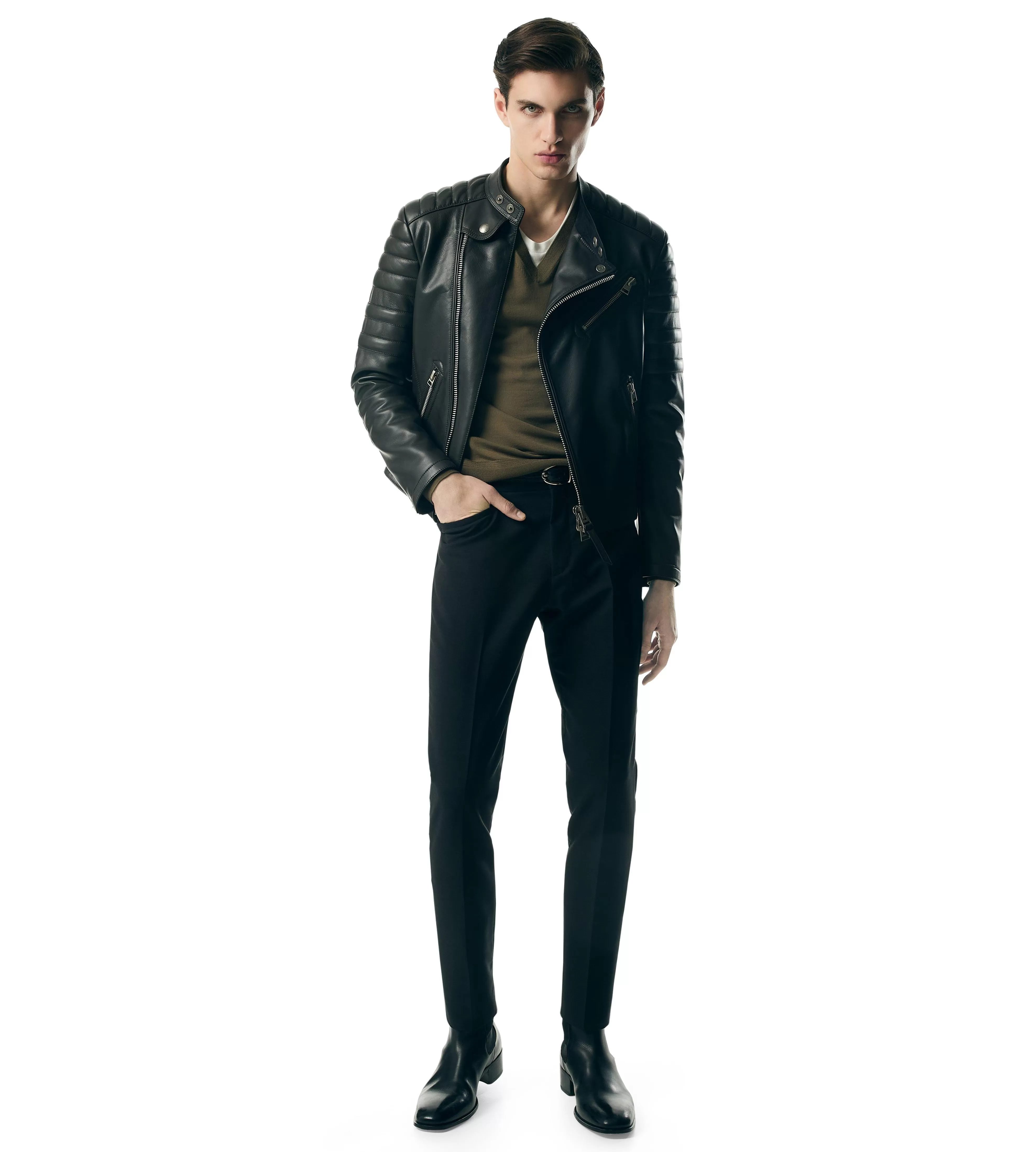 TOM FORD LEATHER ICON BIKER BLACK^MEN Outerwear