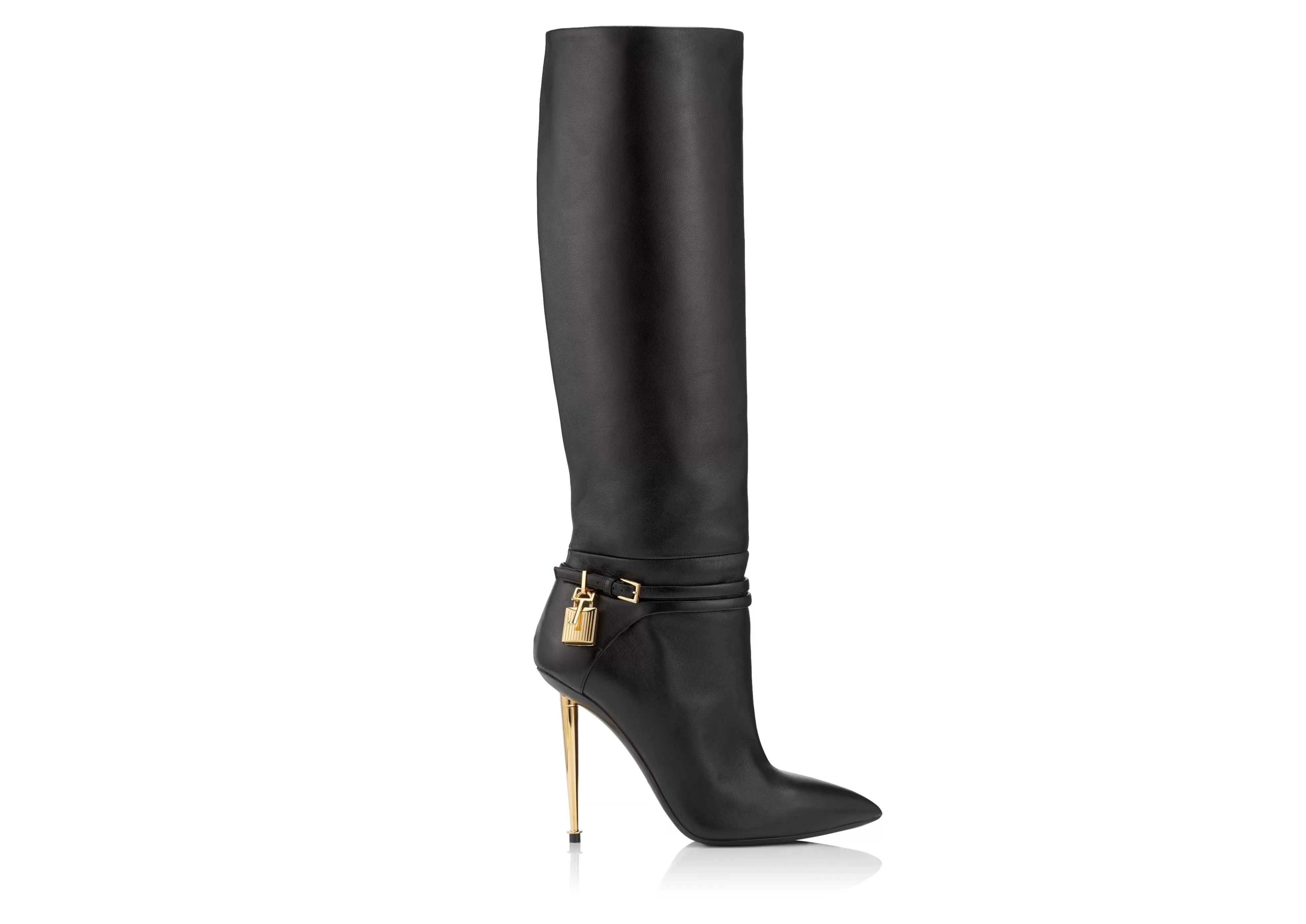 TOM FORD LEATHER PADLOCK BOOT BLACK^WOMEN | WOMEN Boots | The Padlock