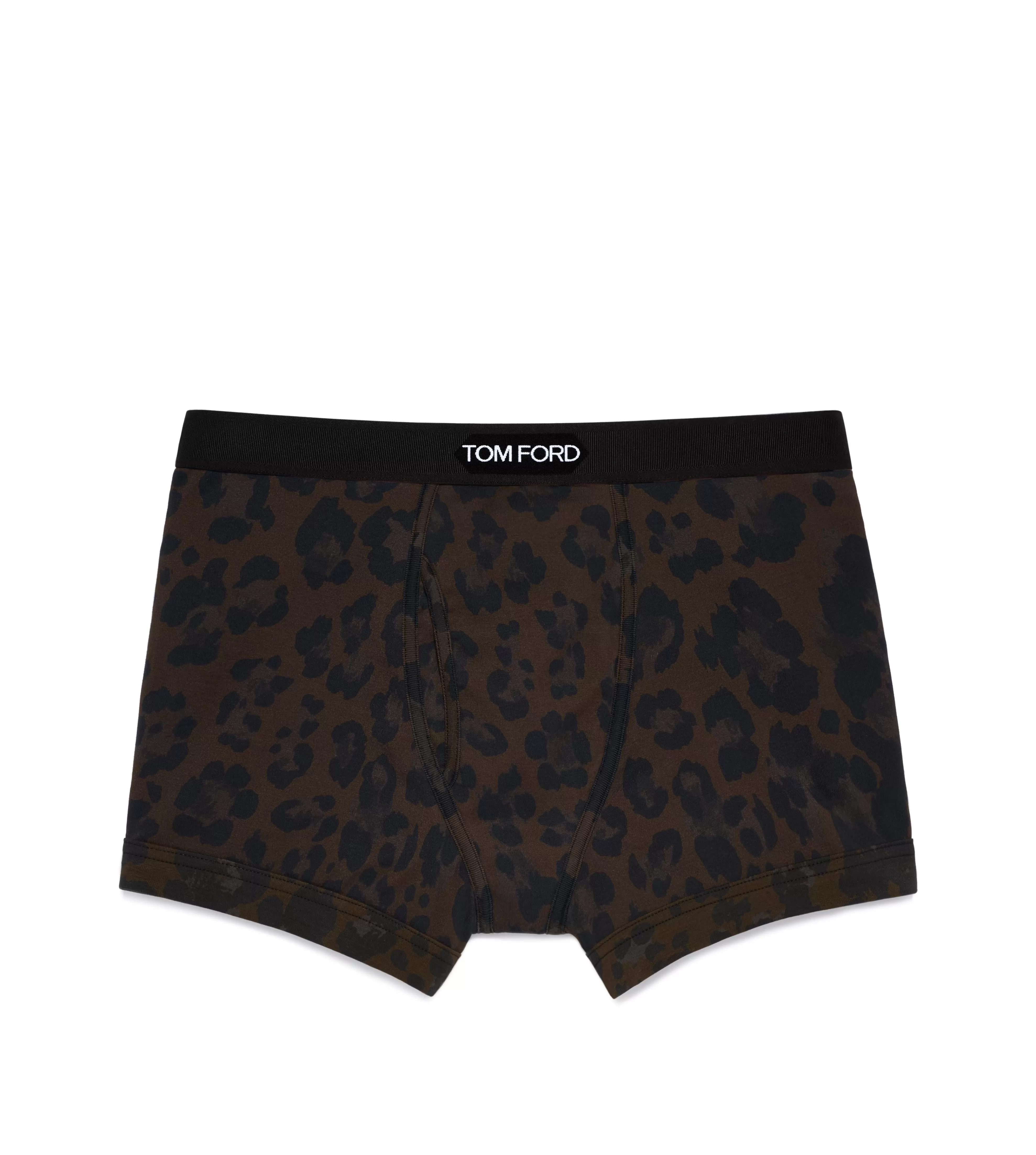 TOM FORD LEOPARD COTTON BOXER BRIEFS DARK BROWN^MEN BOXER BRIEFS