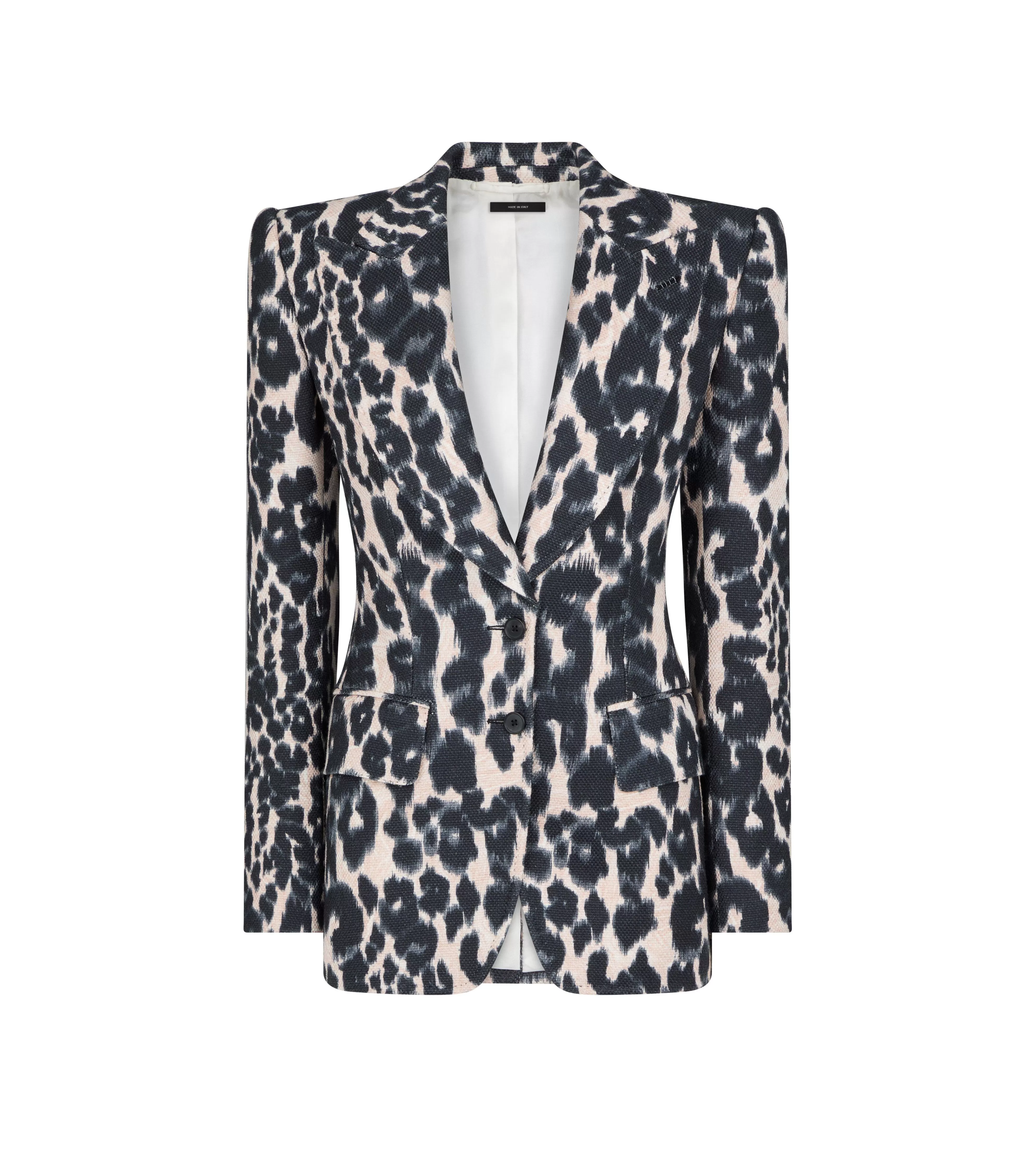 TOM FORD LEOPARD PRINTED HOPSACK JACKET CHALK & BLACK^WOMEN | WOMEN Jackets | AUTUMN/WINTER 23