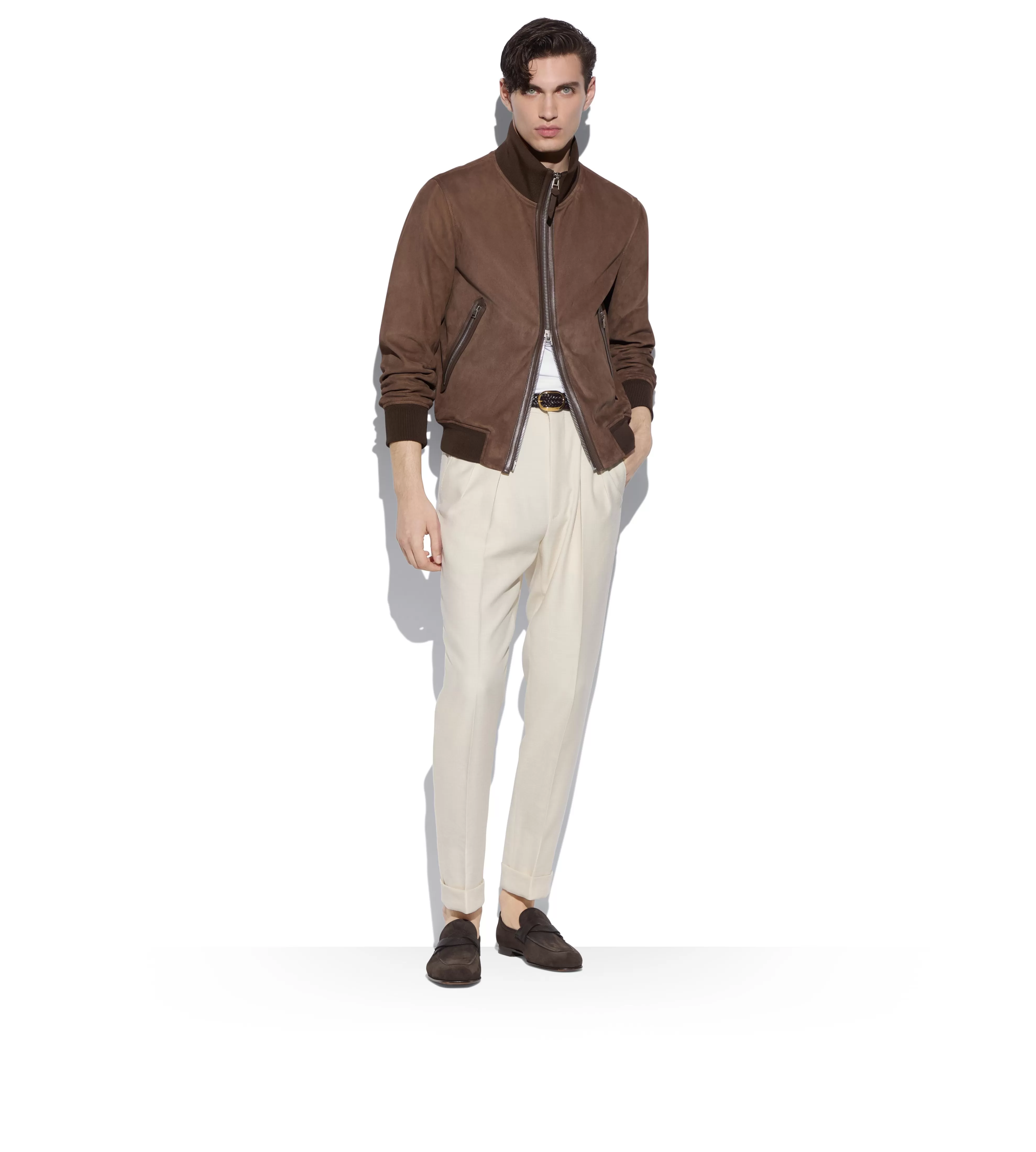 TOM FORD LIGHT SUEDE TRACK BOMBER ^MEN Outerwear