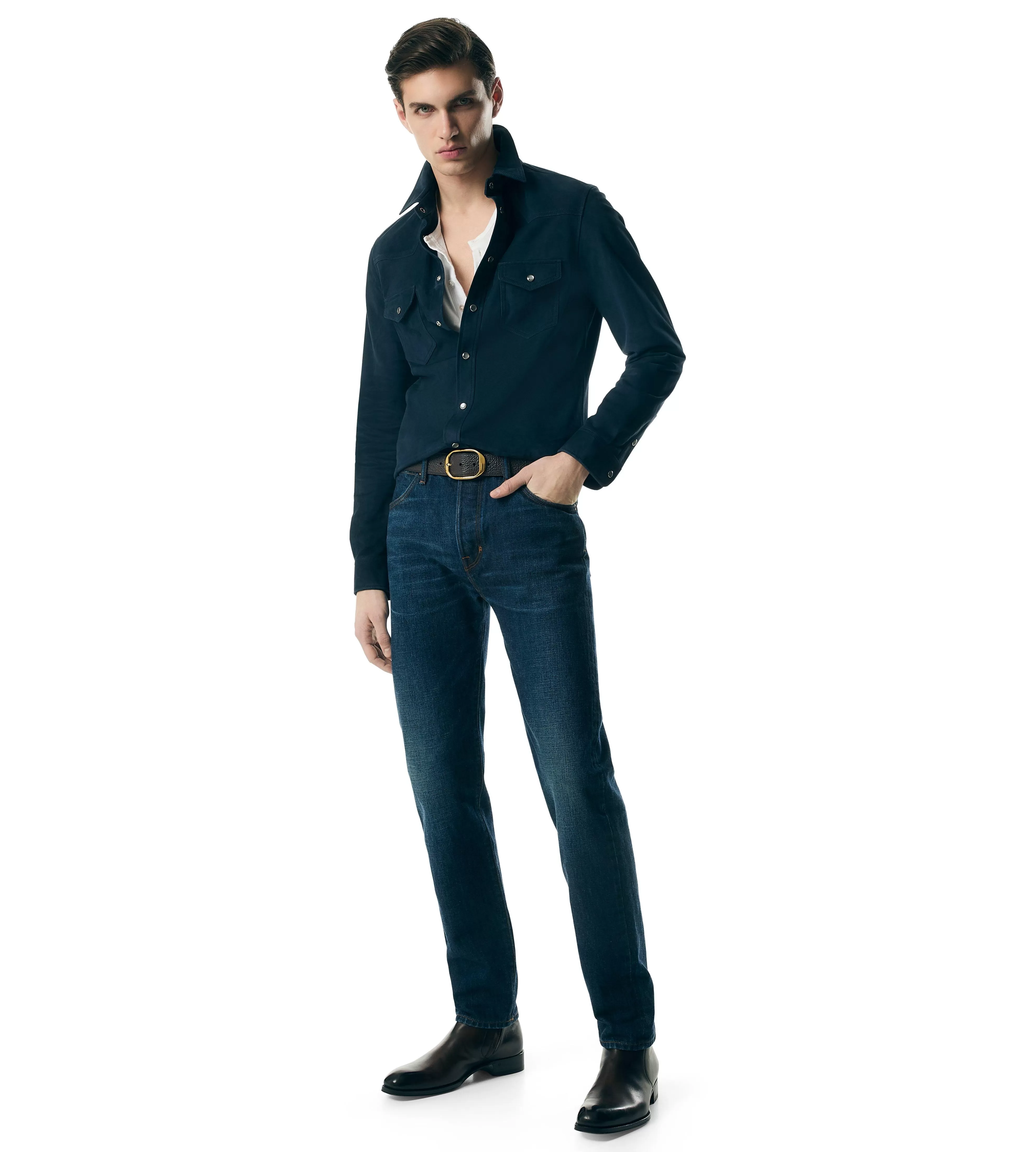 TOM FORD LIGHT SUEDE WESTERN SHIRT ^MEN | MEN Shirts | Outerwear