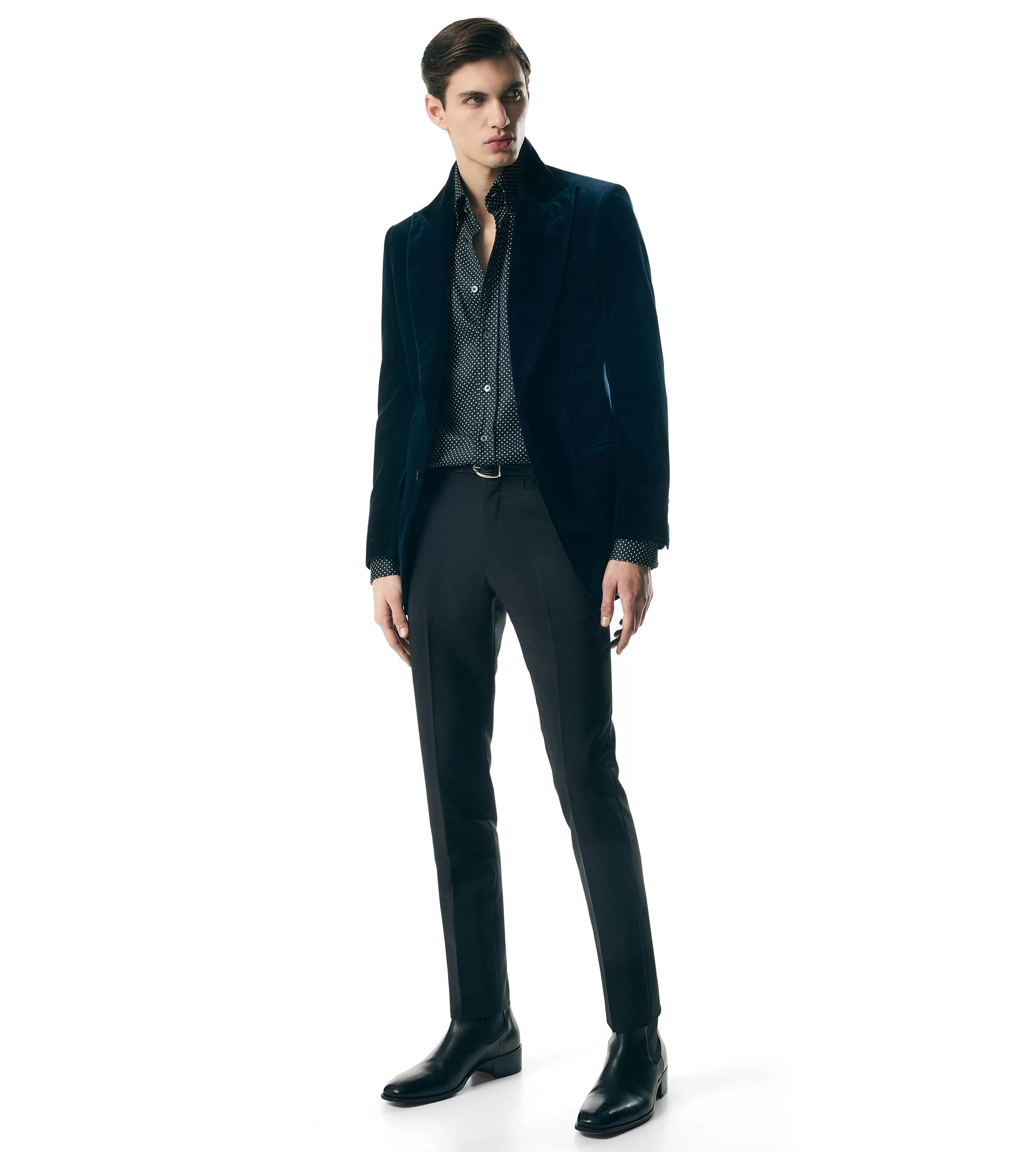 TOM FORD LIGHT VELVET ATTICUS JACKET OCEAN^MEN Jackets