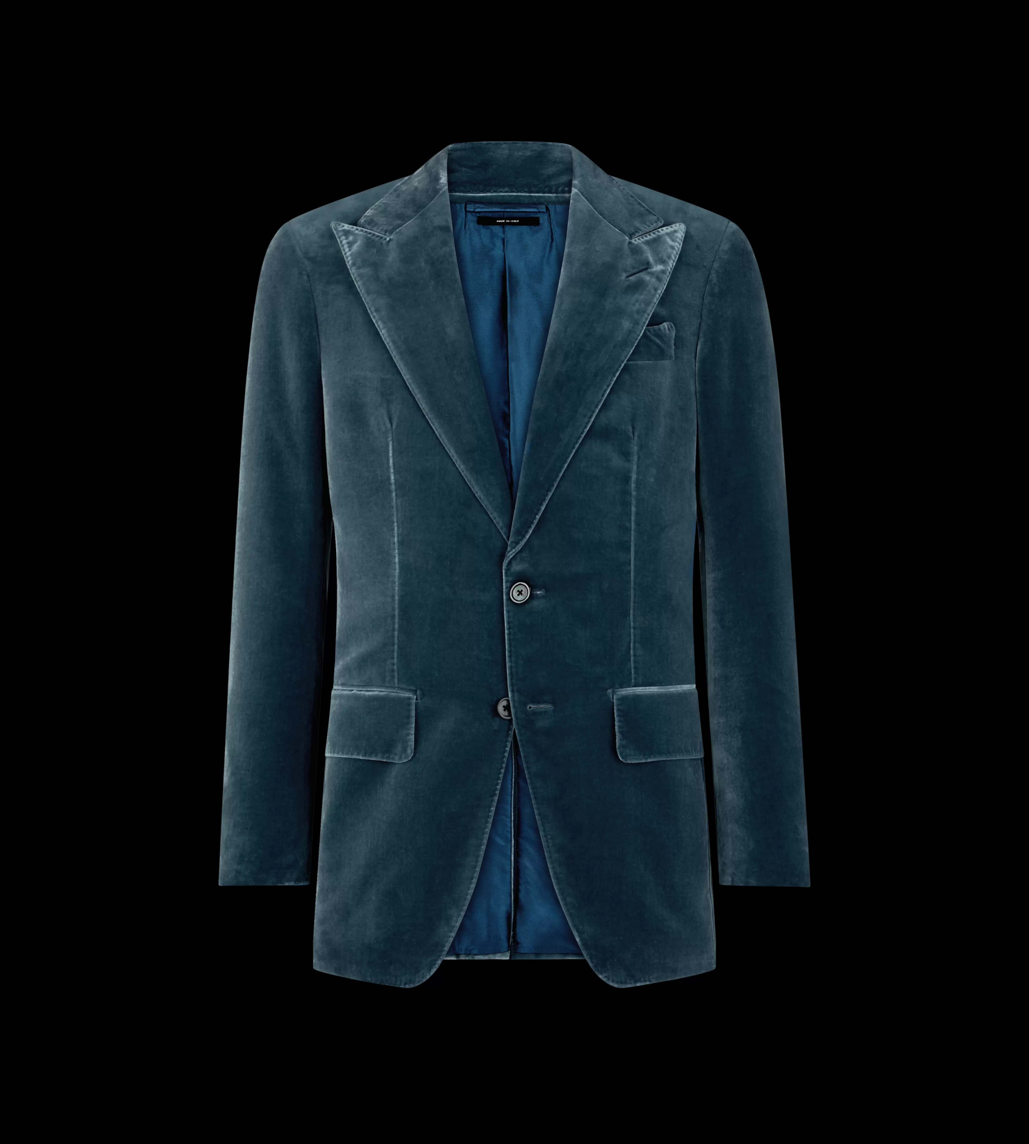 TOM FORD LIGHT VELVET ATTICUS JACKET AVIAN BLUE^MEN Jackets