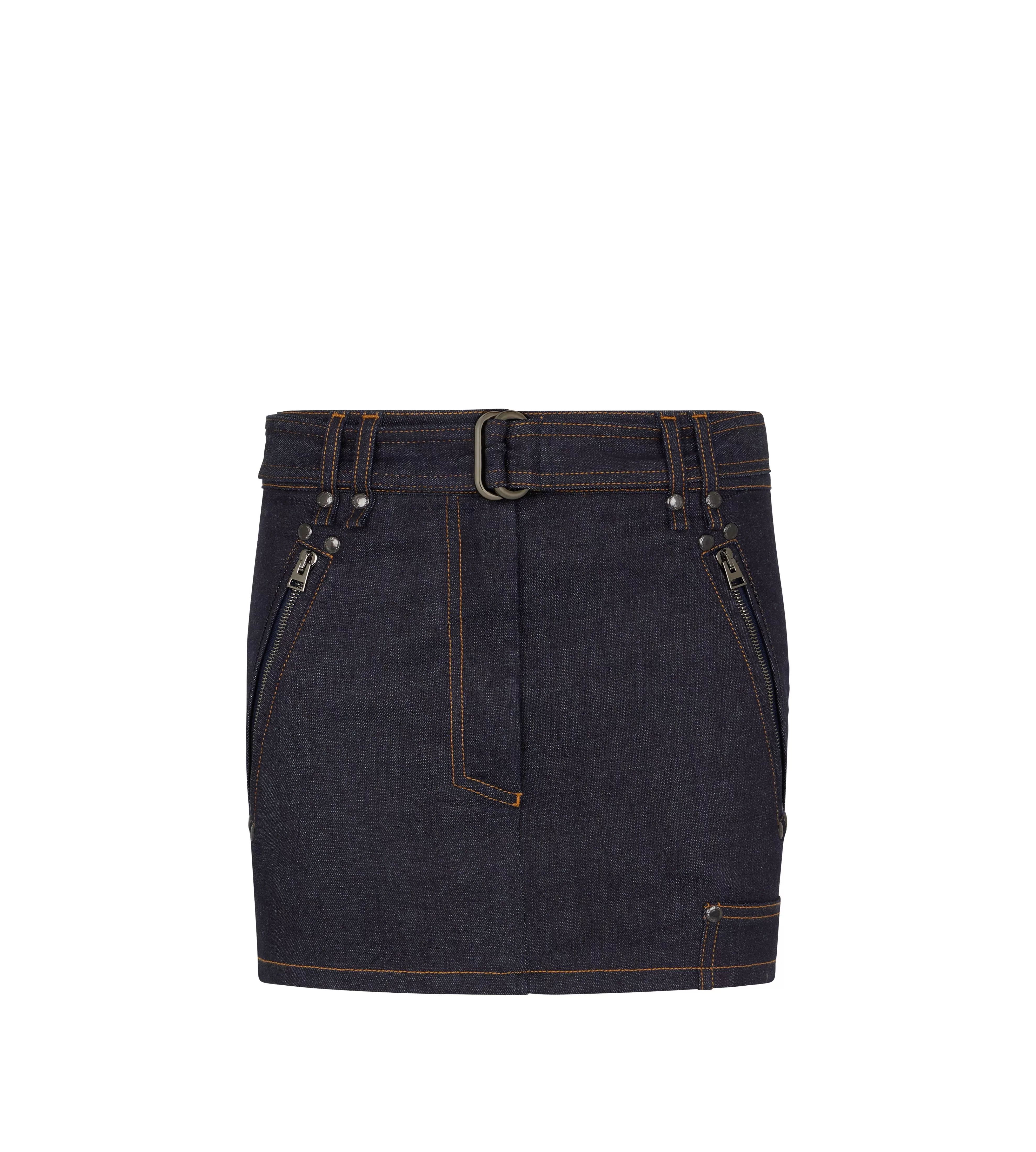 TOM FORD LIGHTWEIGHT DENIM BELTED MINI SKIRT DARK INDIGO^WOMEN Skirts