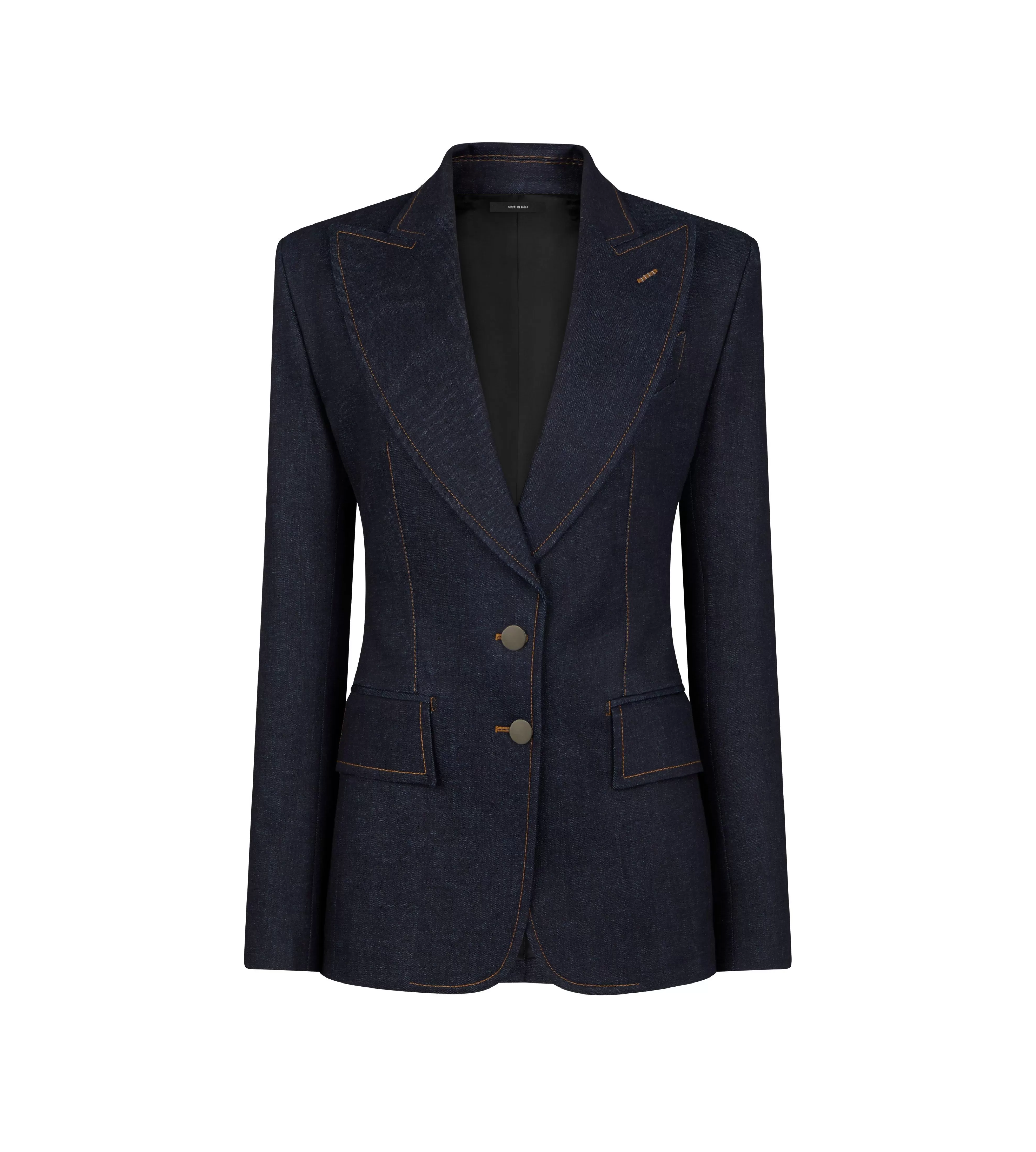 TOM FORD LIGHTWEIGHT DENIM SINGLE BREASTED JACKET DARK INDIGO^WOMEN | WOMEN Jackets | AUTUMN/WINTER 23