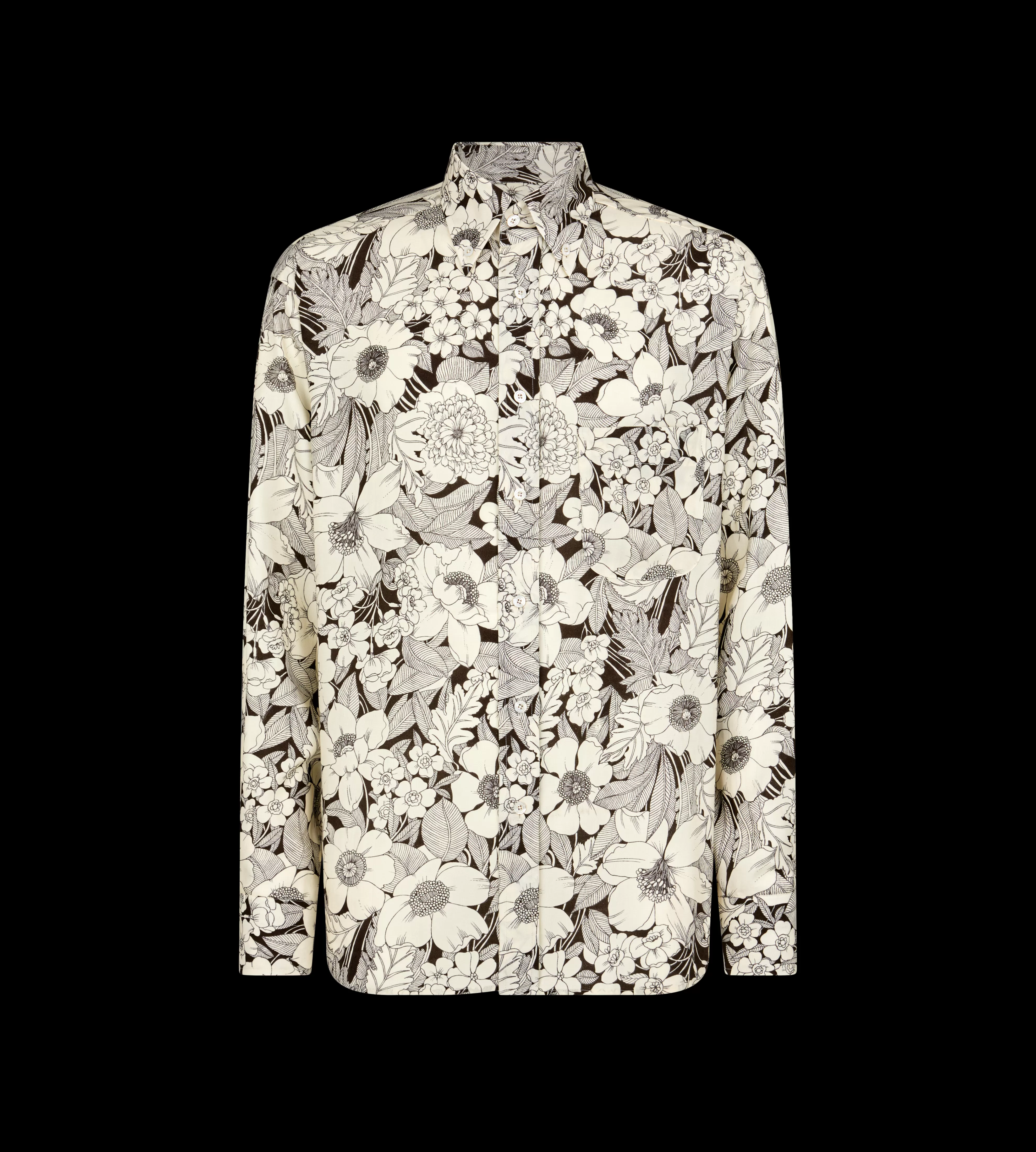 TOM FORD LINEAR FLORAL FLUID FIT SHIRT COMBO WHITE & BLACK^MEN | MEN Shirts | JETSETTER EDIT