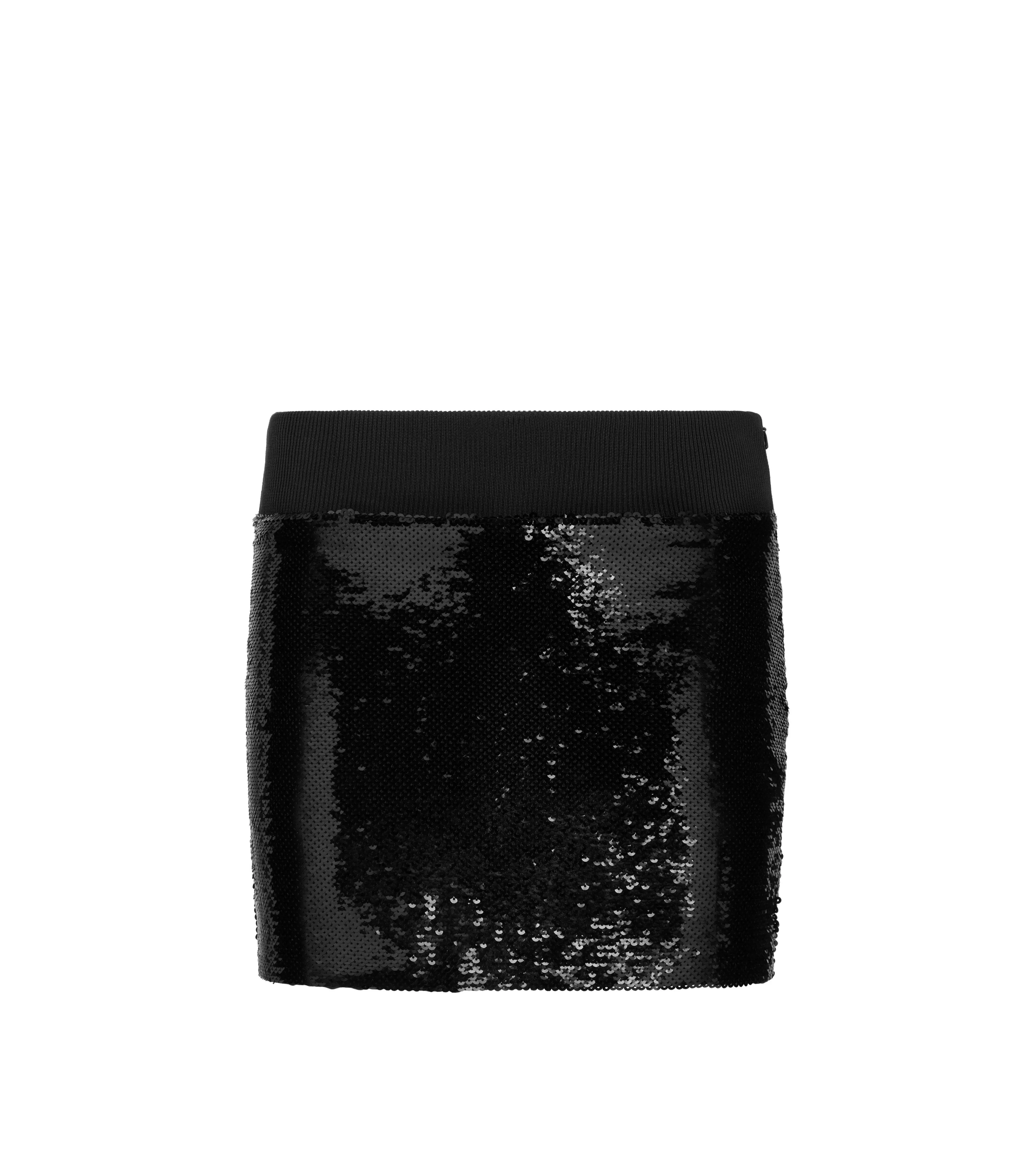 TOM FORD LIQUID SEQUINS ON STRETCH TULLE MINI SKIRT BLACK^WOMEN Skirts