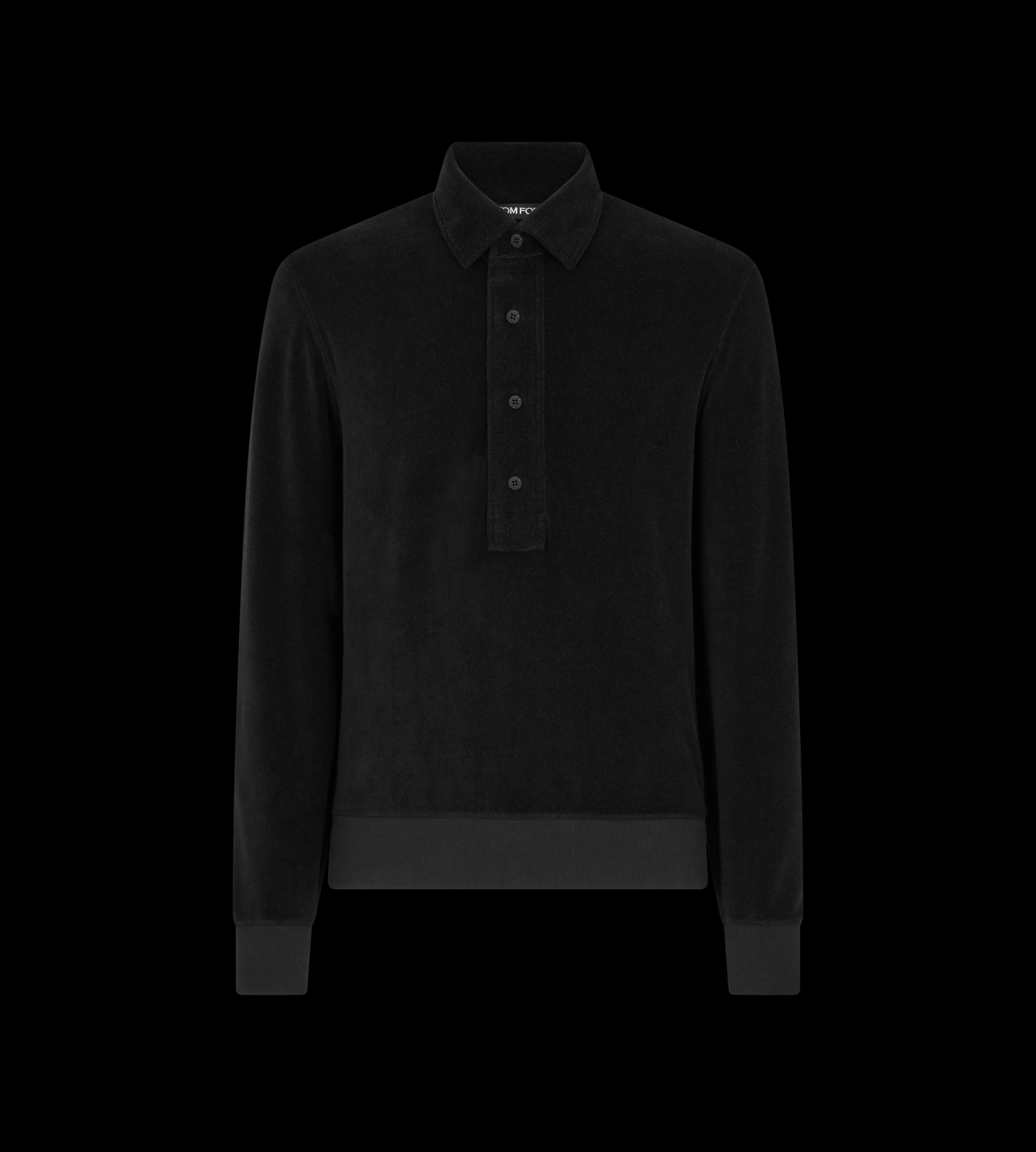 TOM FORD LONG SLEEVE TOWELLING POLO BLACK^MEN Shirts