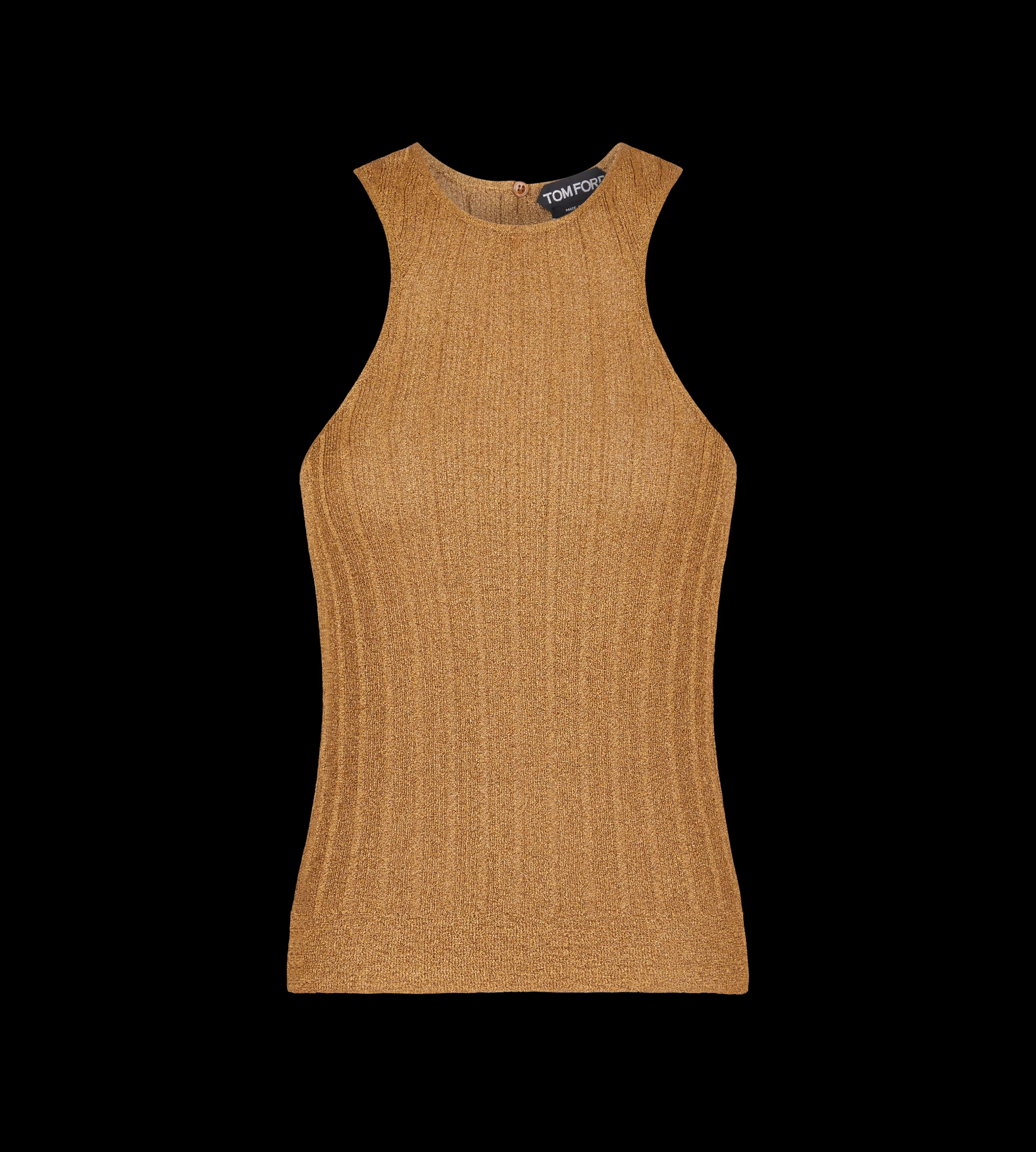 TOM FORD LUREX RIB RACER BACK TANK TOP DARK GOLD^WOMEN SPRING 24