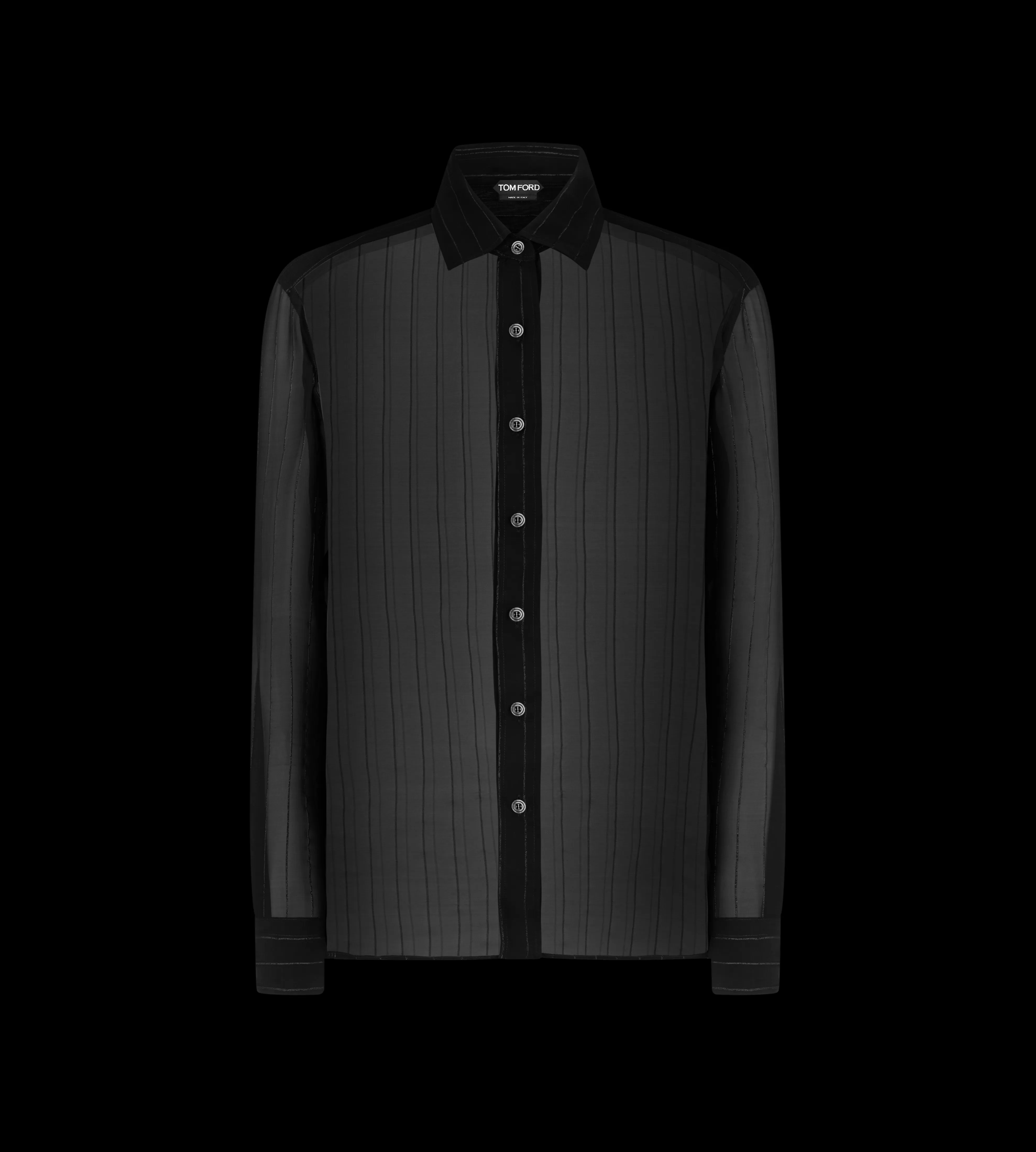 TOM FORD LUREX STRIPED SILK GEORGETTE SHIRT BLACK^WOMEN | WOMEN Tops | SPRING 24