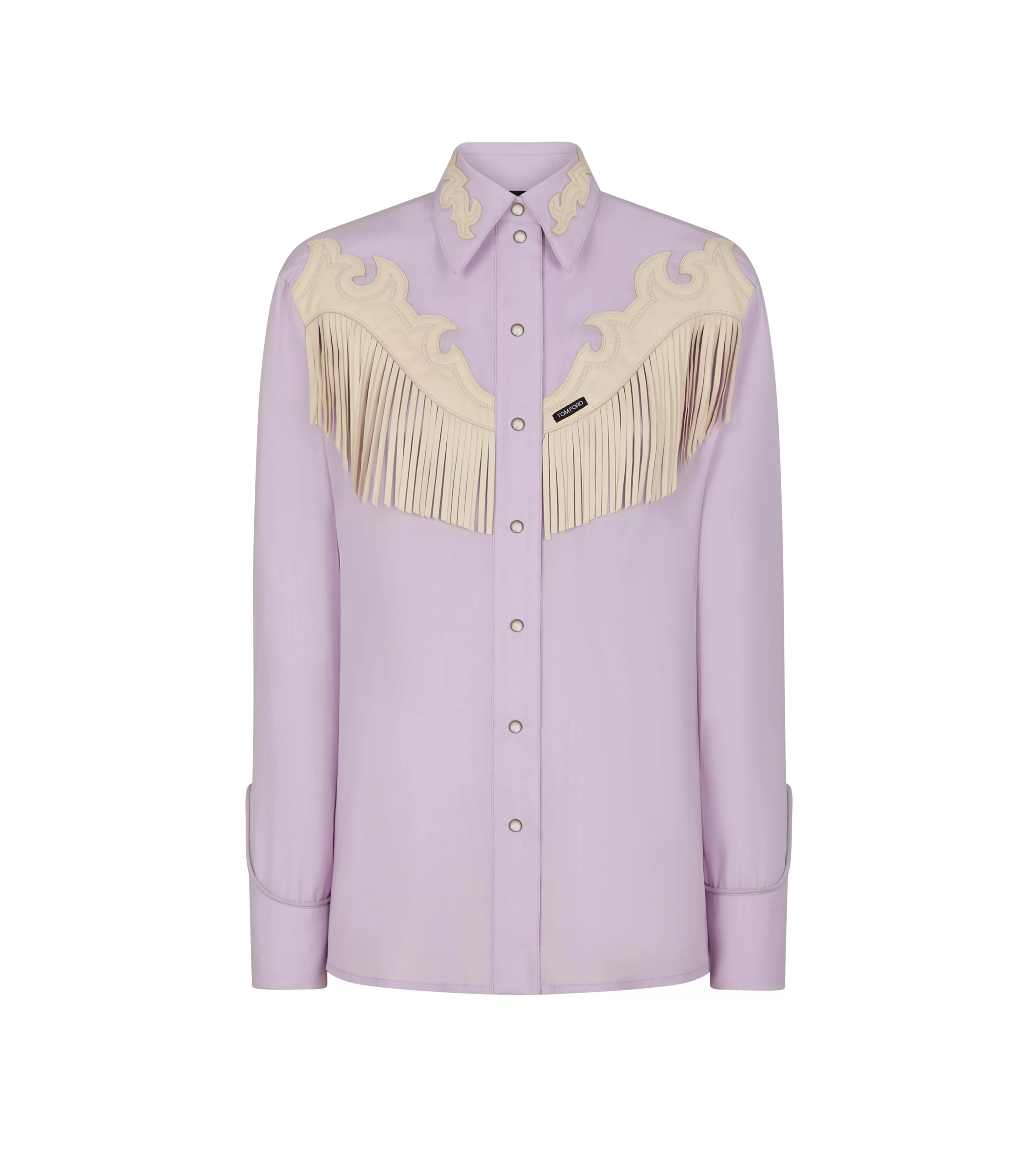 TOM FORD LUSTROUS FLUID WOOL SHIRT LILAC CHALK^WOMEN Tops