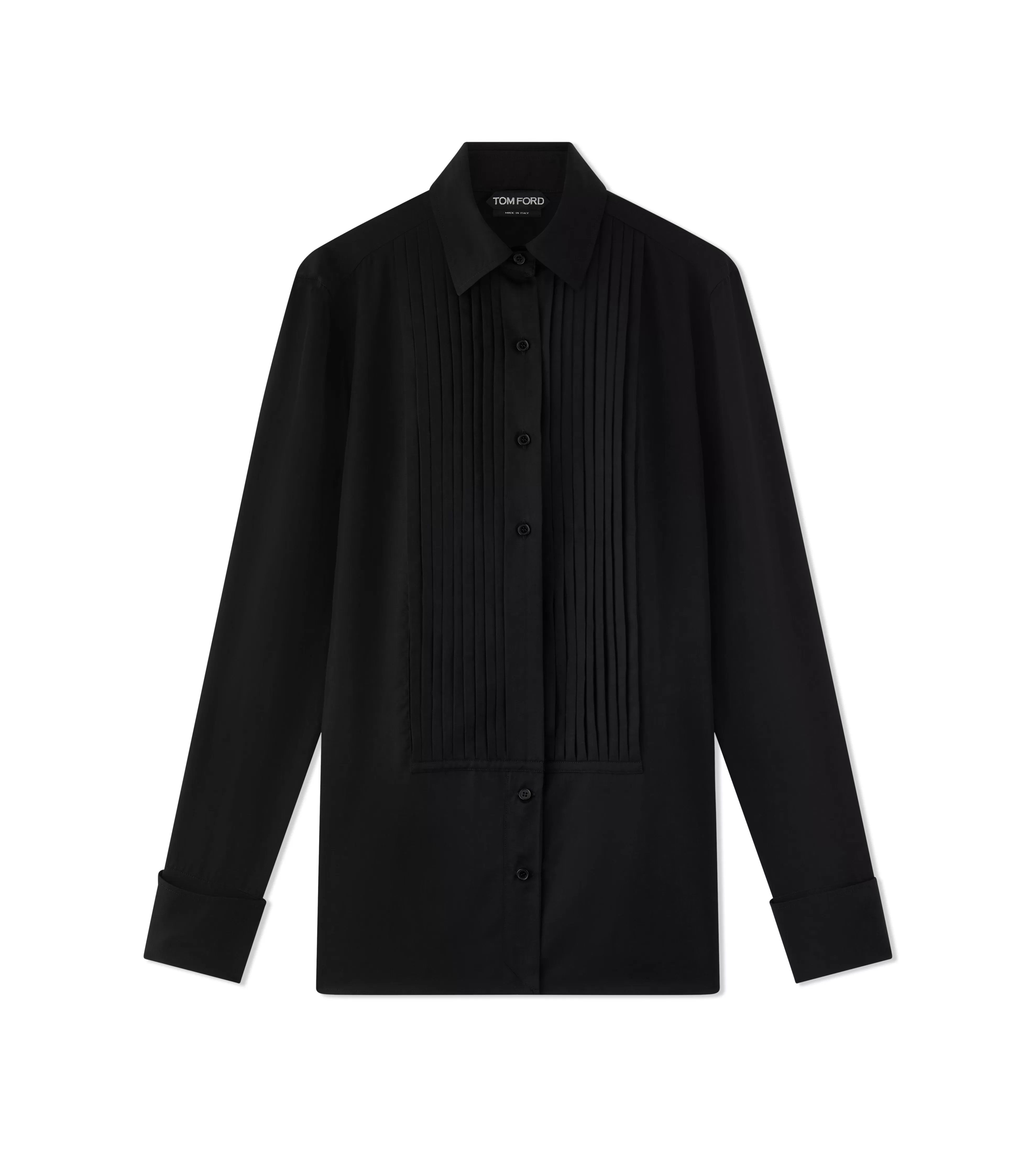 TOM FORD LYOCELL & SILK PLASTRON SHIRT BLACK^WOMEN Tops