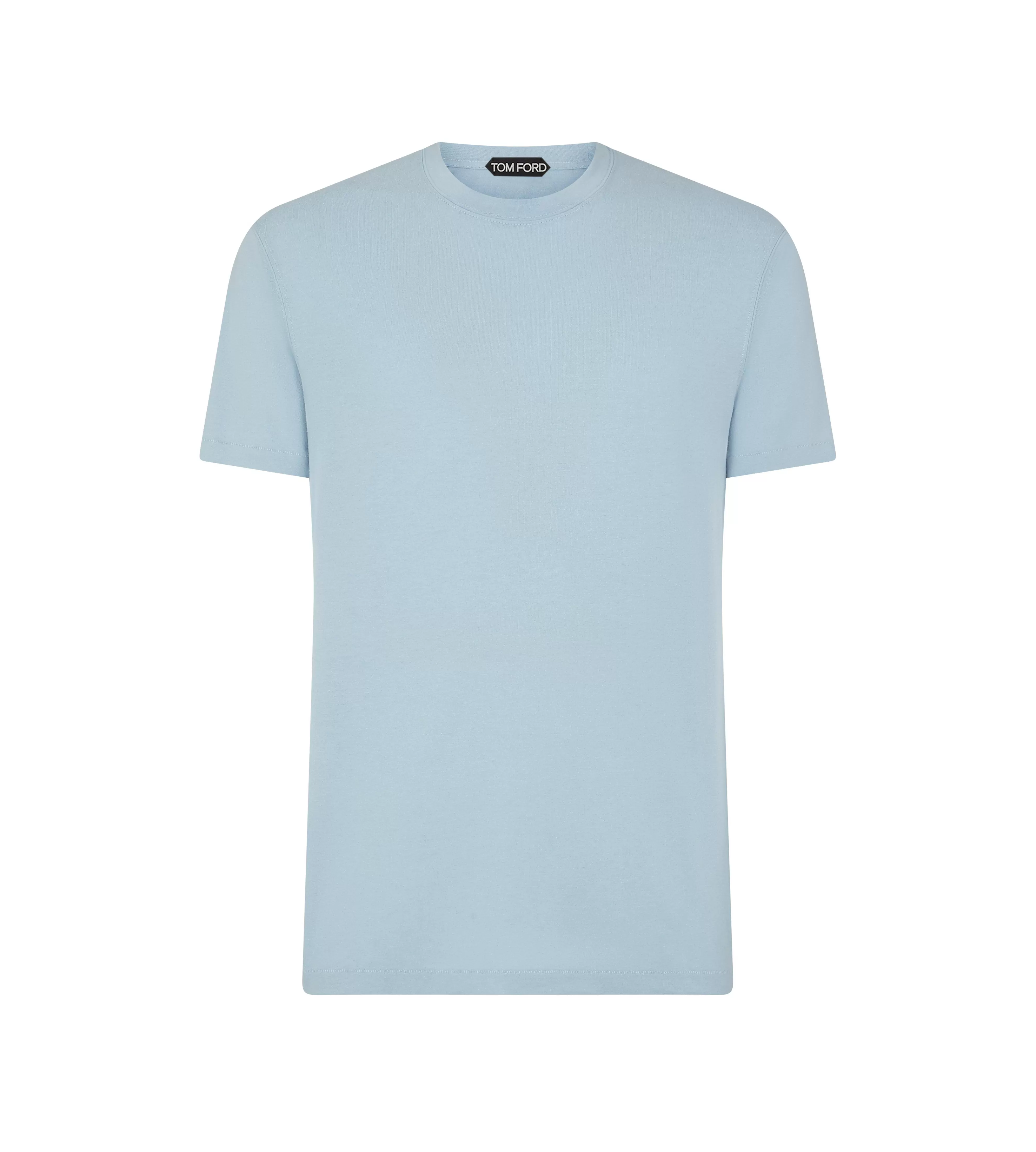 TOM FORD LYOCELL COTTON CREW T-SHIRT SKY BLUE^MEN Knitwear