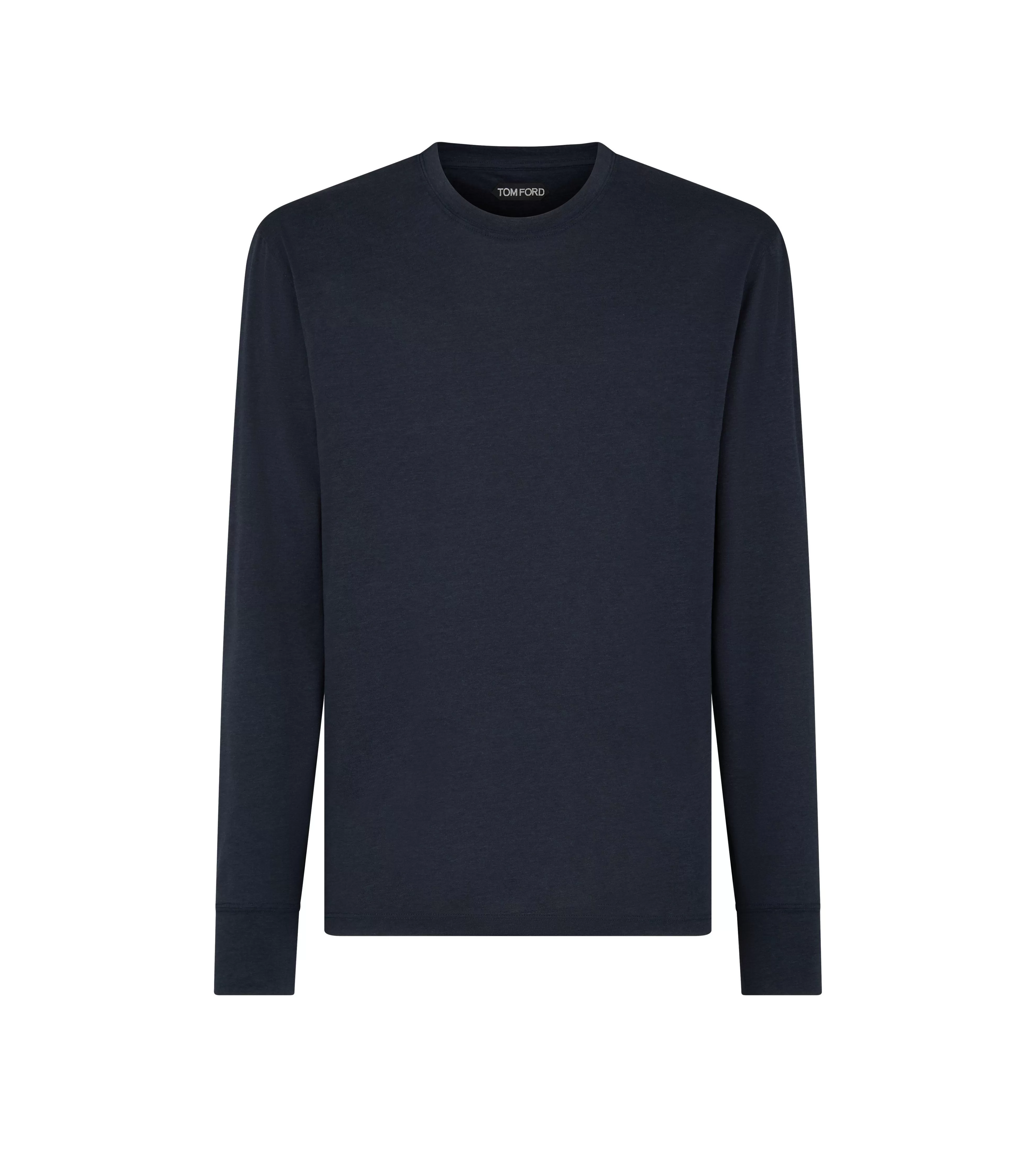 TOM FORD LYOCELL COTTON CREW T-SHIRT NAVY^MEN Knitwear