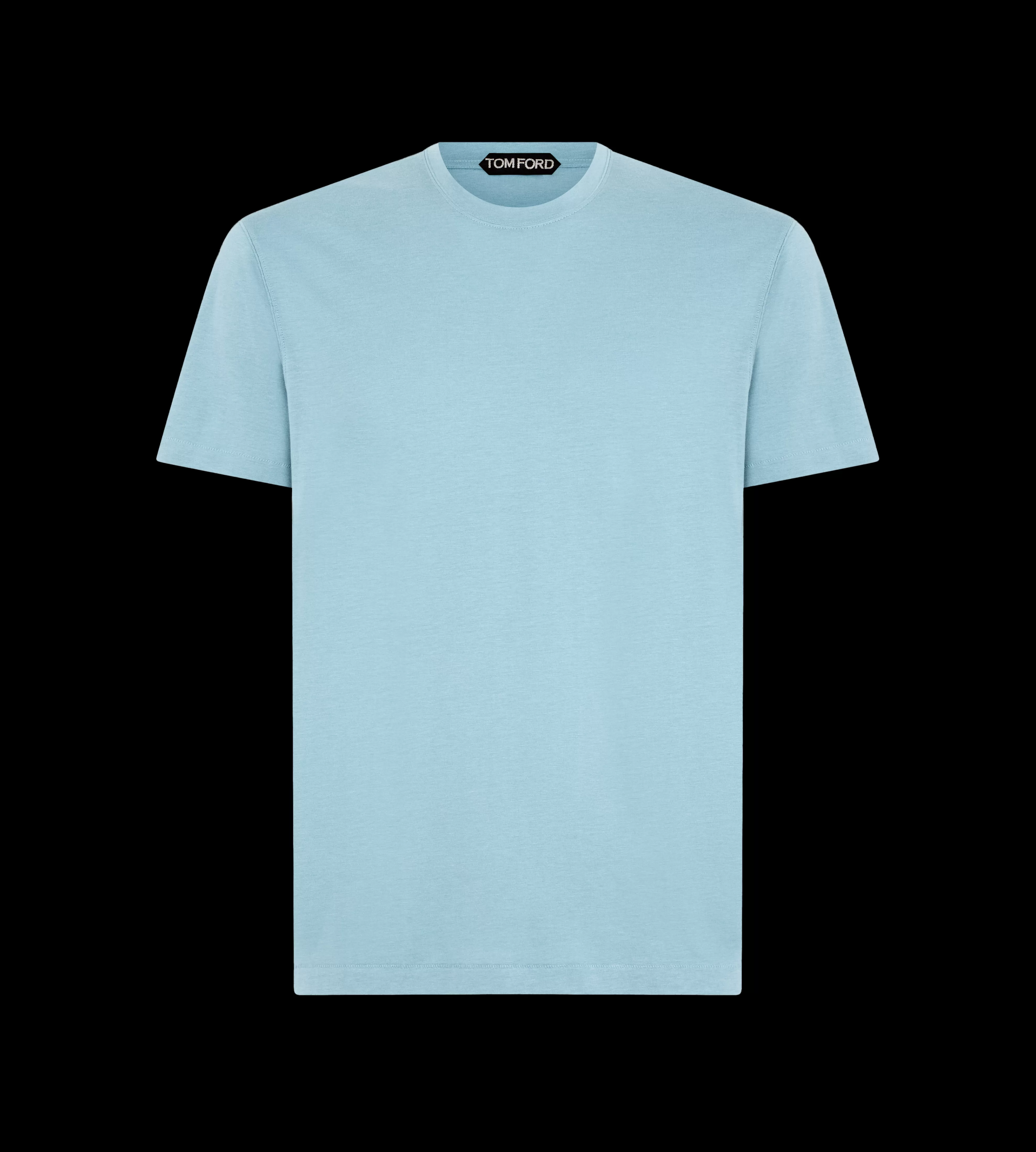 TOM FORD LYOCELL COTTON CREW T-SHIRT LIGHT BLUE^MEN SPRING 24