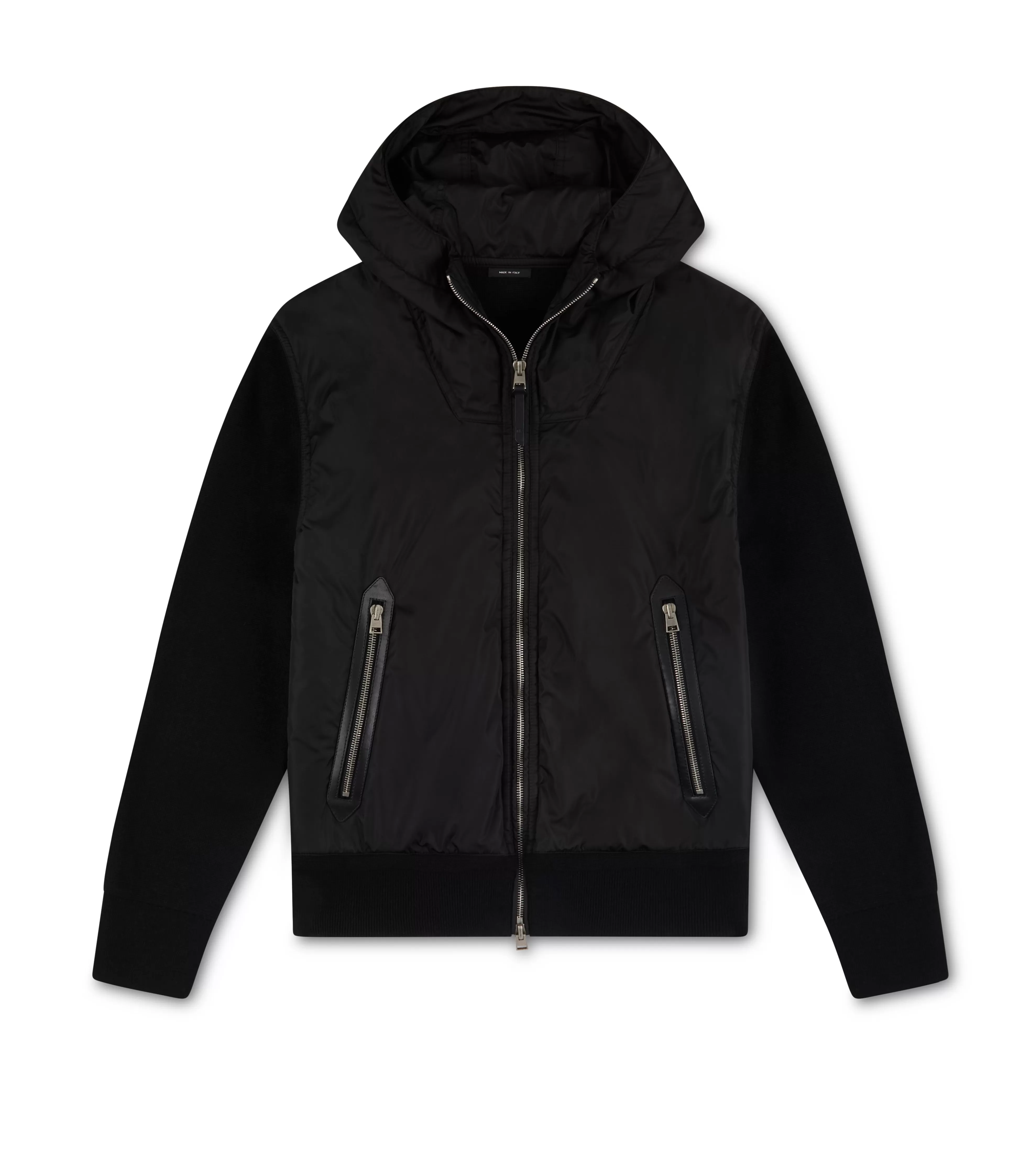 TOM FORD MERINO AND NYLON HOODED ZIP JACKET BLACK^MEN Knitwear