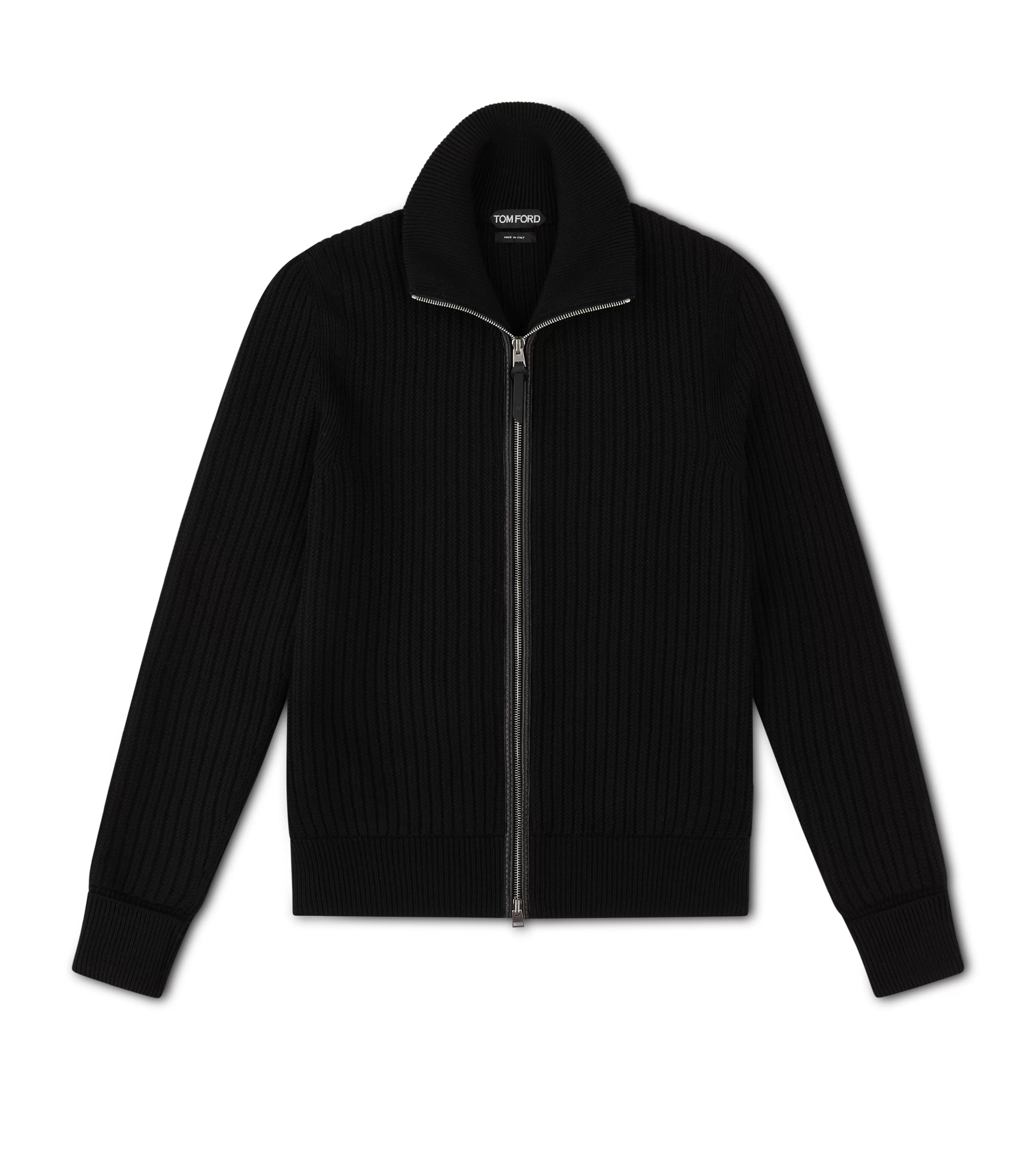 TOM FORD MERINO CASHMERE ZIP THROUGH BLACK^MEN Knitwear