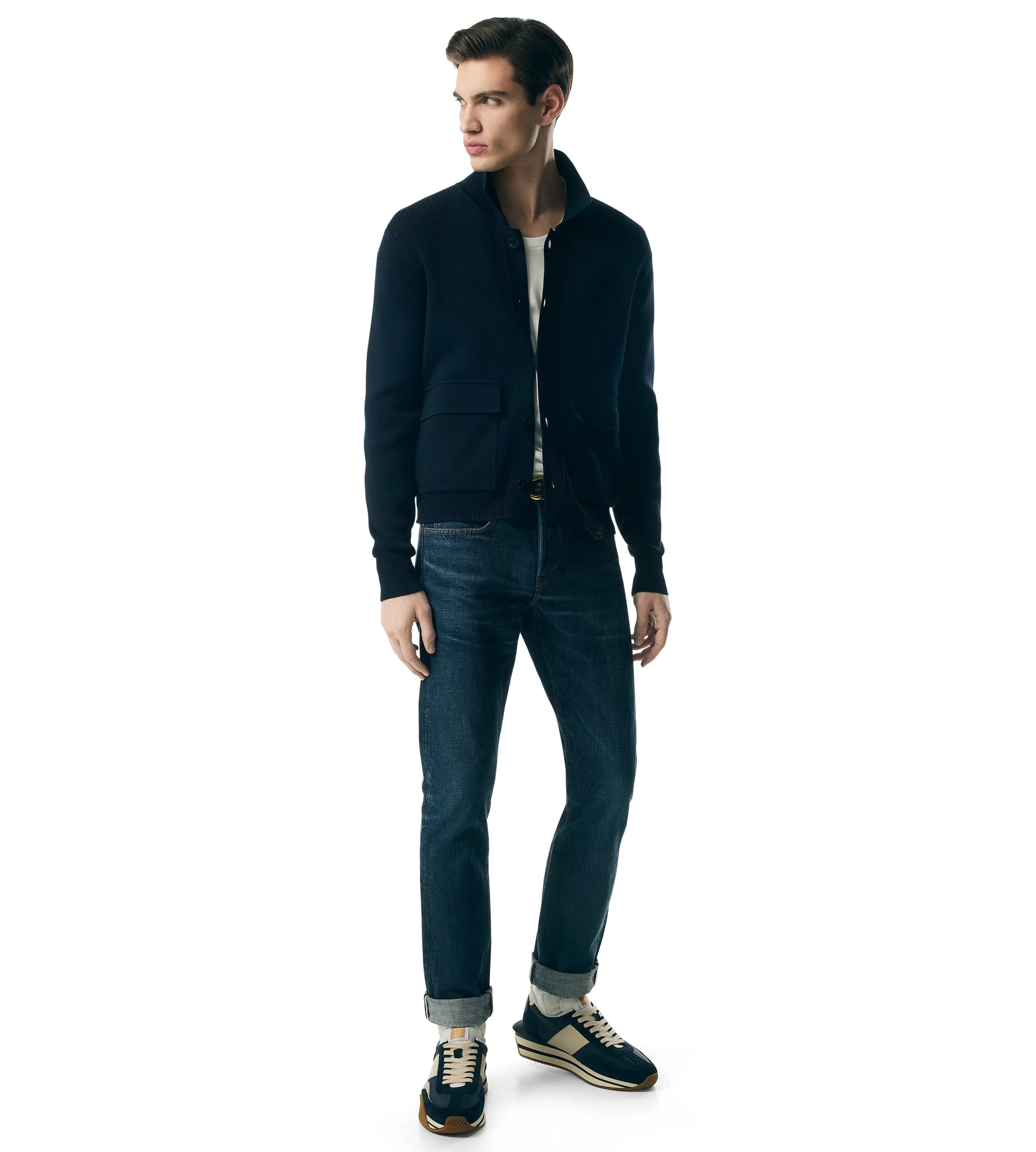 TOM FORD MERINO SILK KNITTED CHORE SHIRT INDIGO^MEN | MEN Knitwear | Shirts