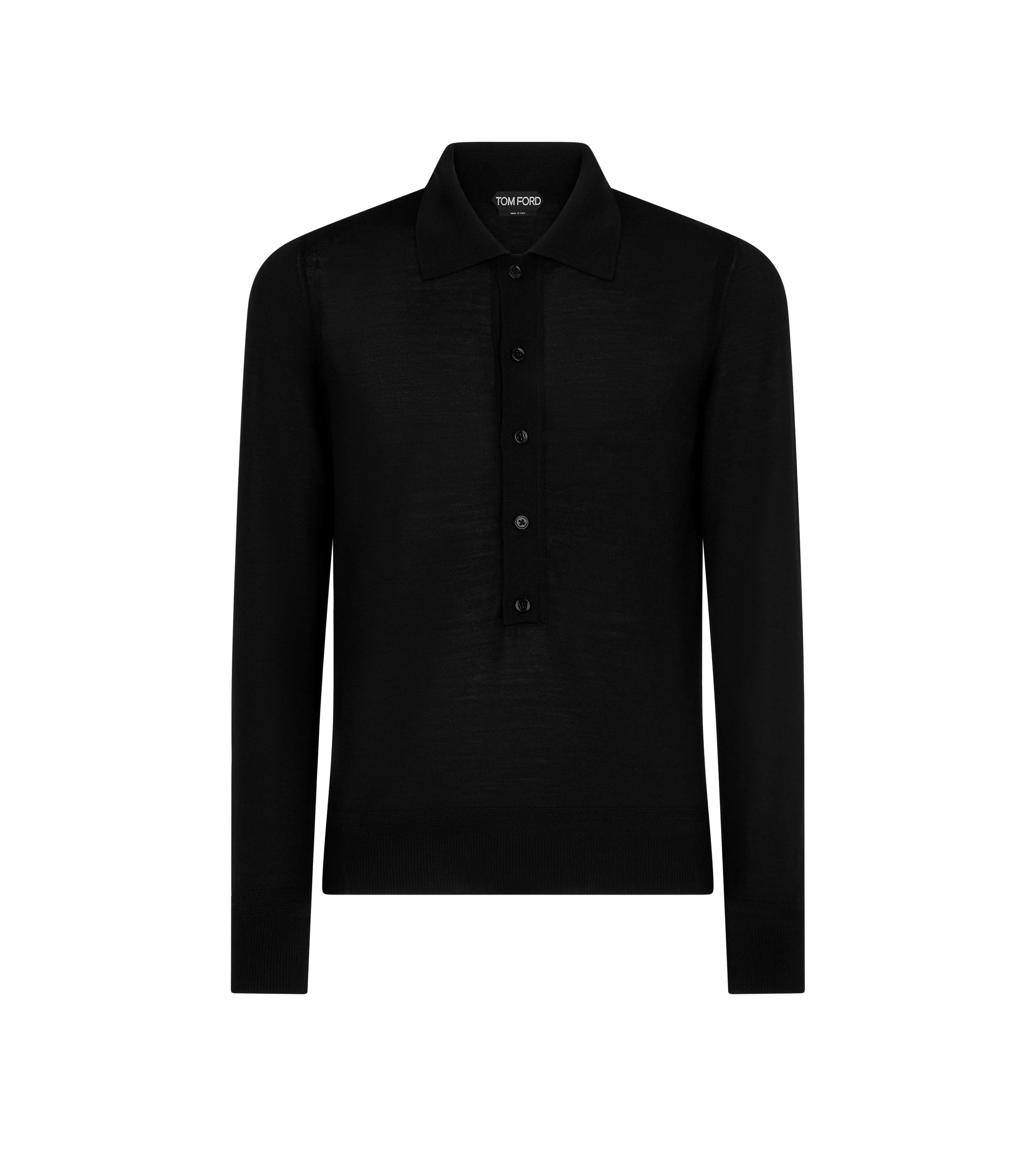 TOM FORD MERINO SILK POLO BLACK^MEN Knitwear