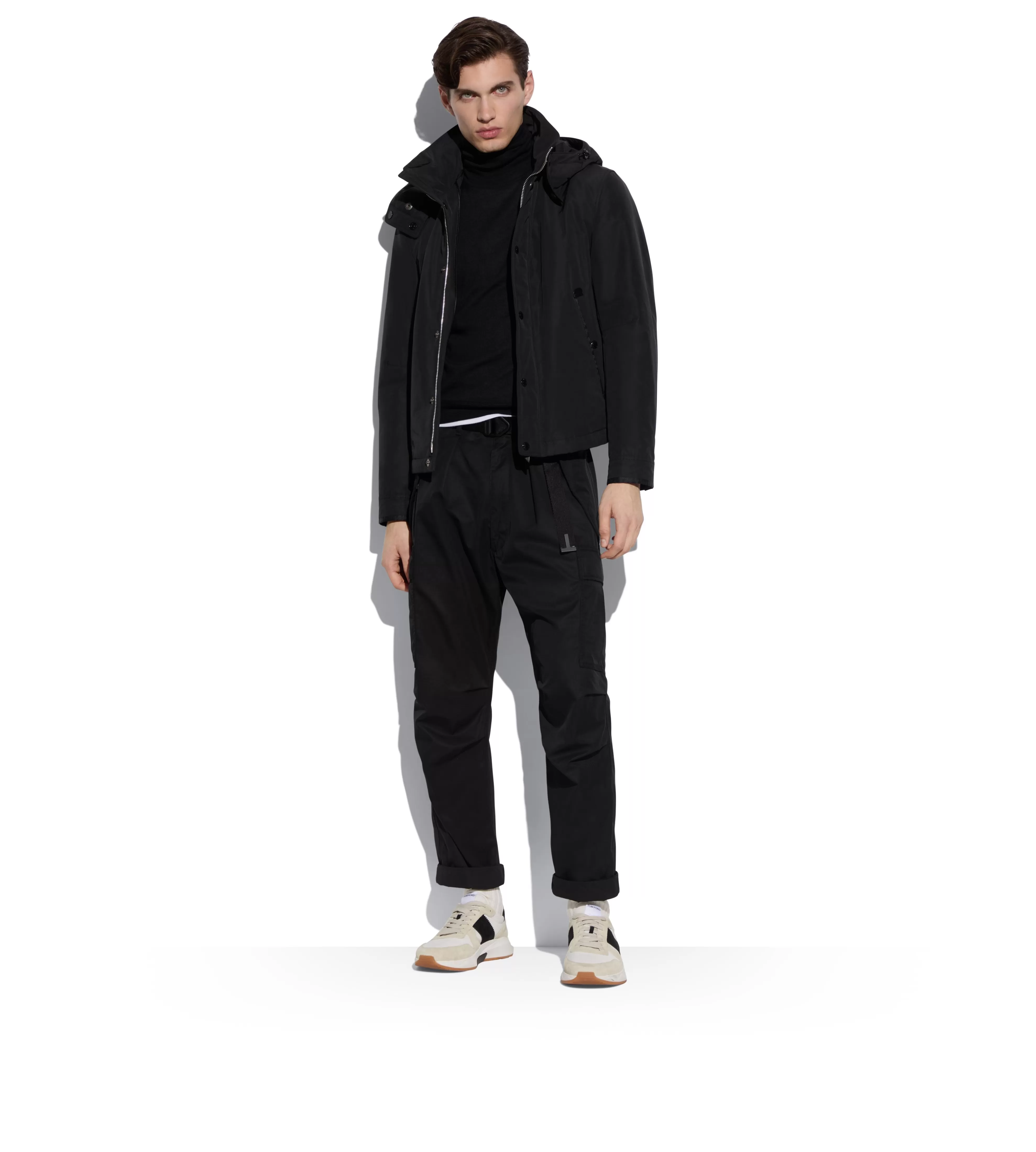 TOM FORD MICRO FAILLE LIGHT-FILL SHORT PARKA BLACK^MEN Outerwear