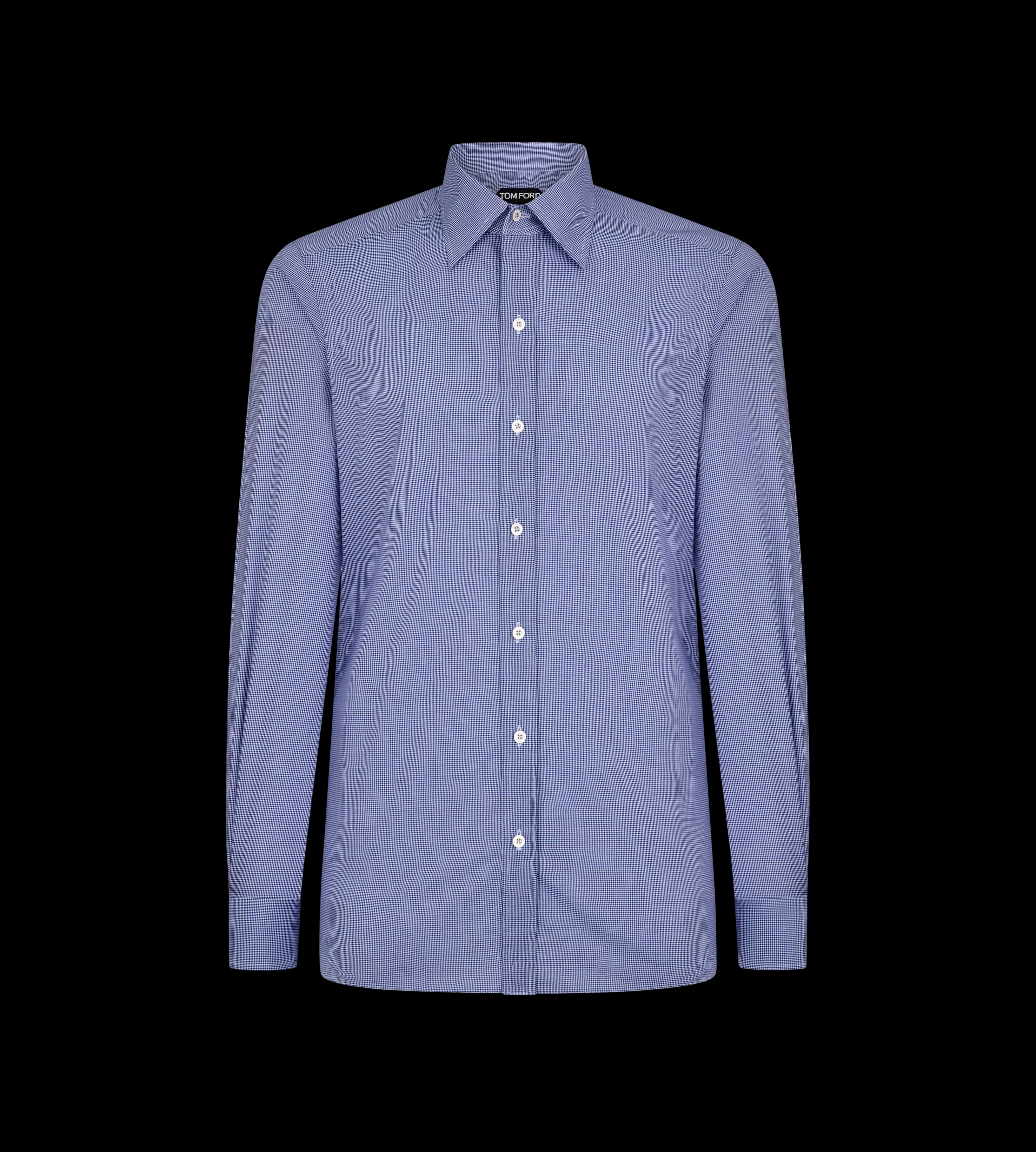 TOM FORD MICRO GINGHAM SLIM FIT SHIRT NAVY^MEN SPRING 24