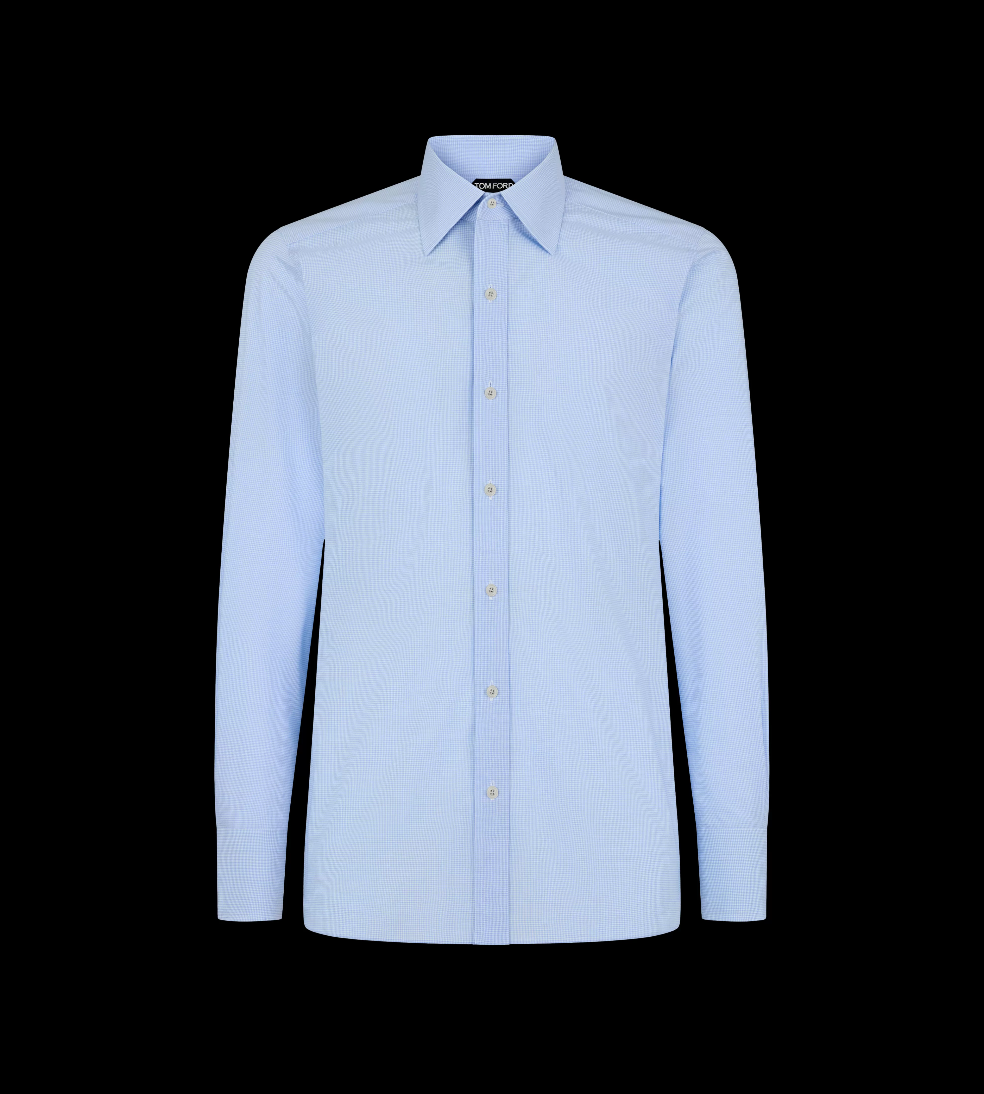 TOM FORD MICRO GINGHAM SLIM FIT SHIRT DUSTY BLUE^MEN SPRING 24