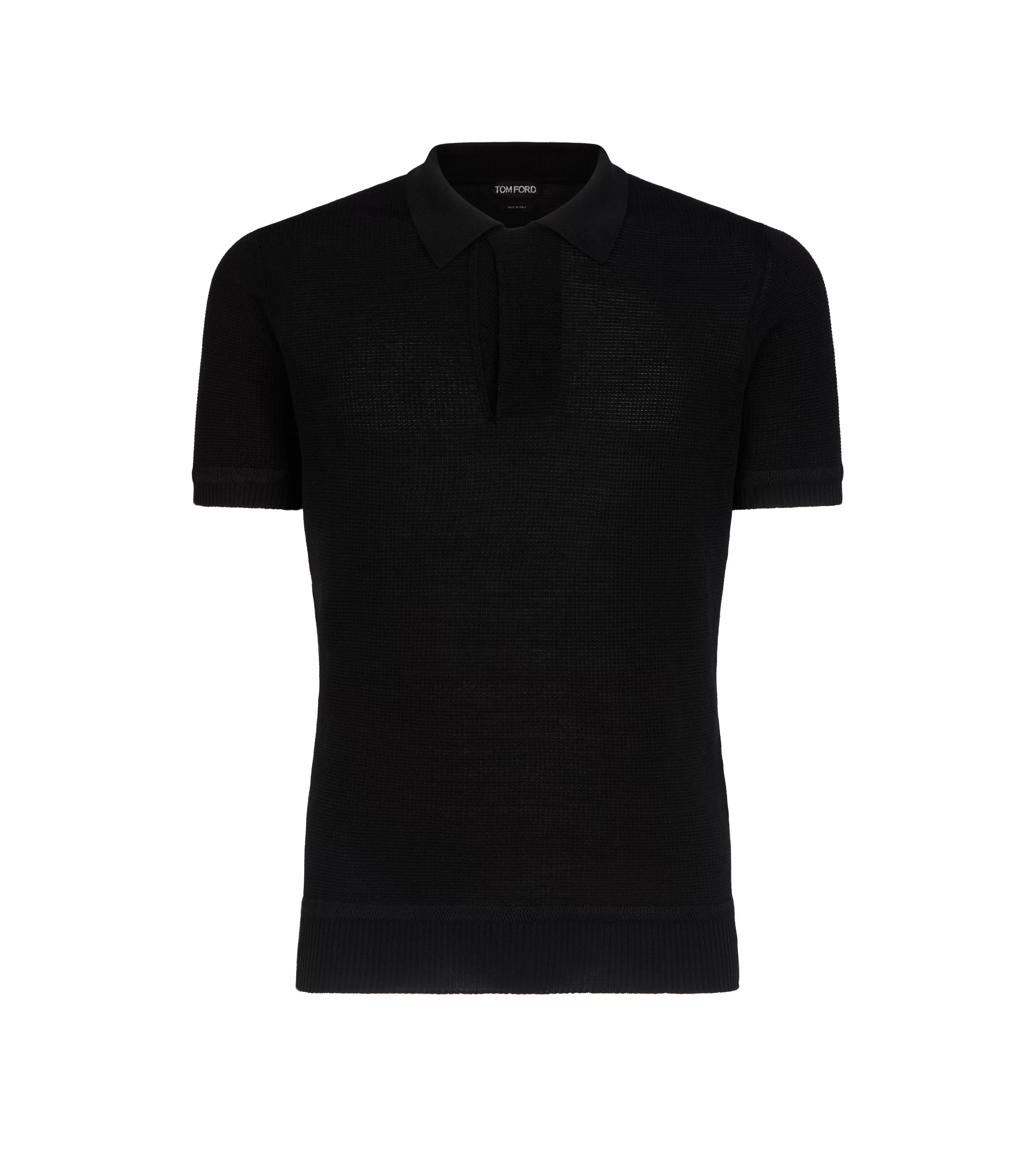 TOM FORD MICRO TEXTURED PIQUET POLO BLACK^MEN Knitwear