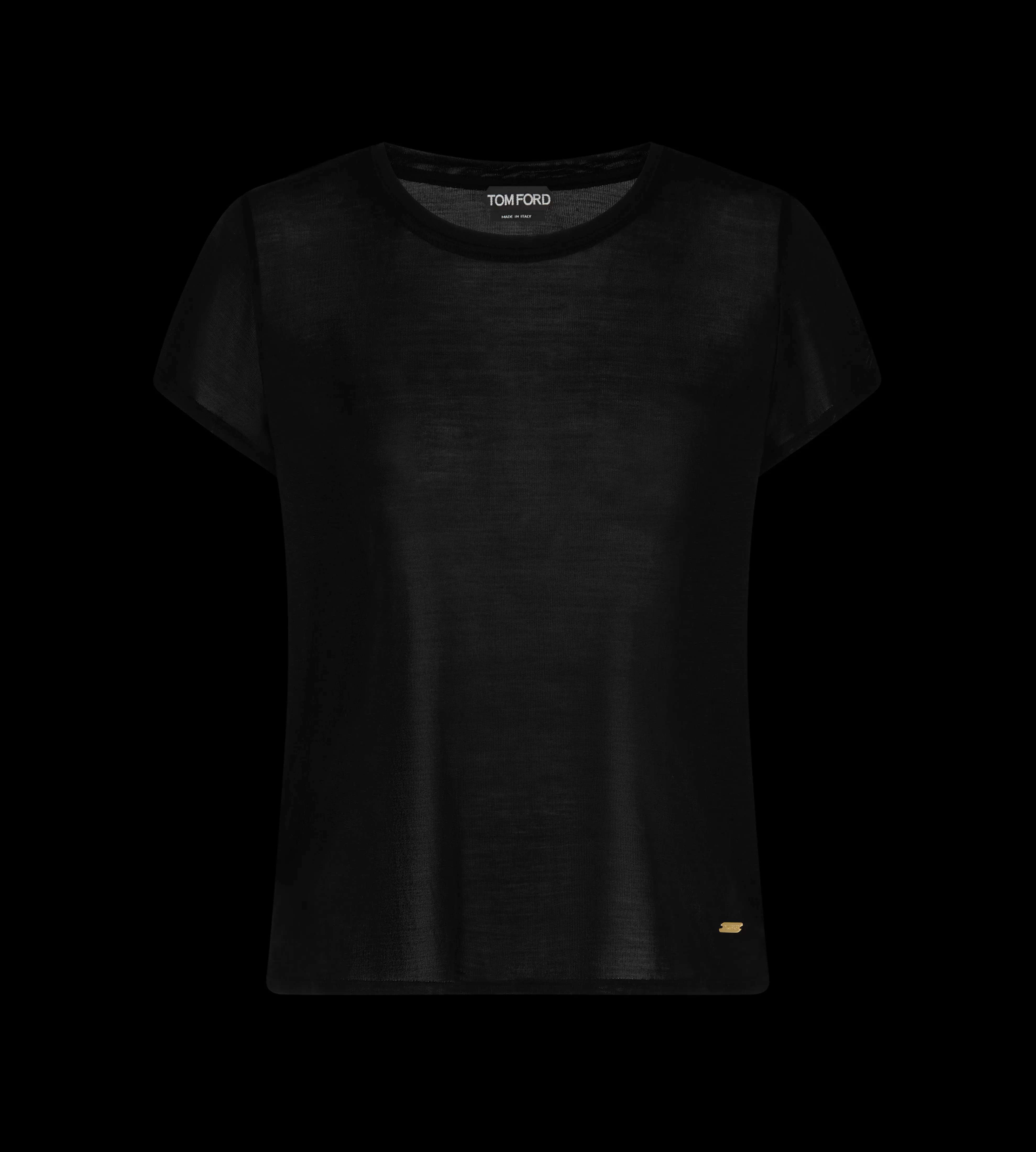 TOM FORD MICRO-RIB SILK JERSEY CREWNECK T-SHIRT BLACK^WOMEN | WOMEN Tops | SPRING 24