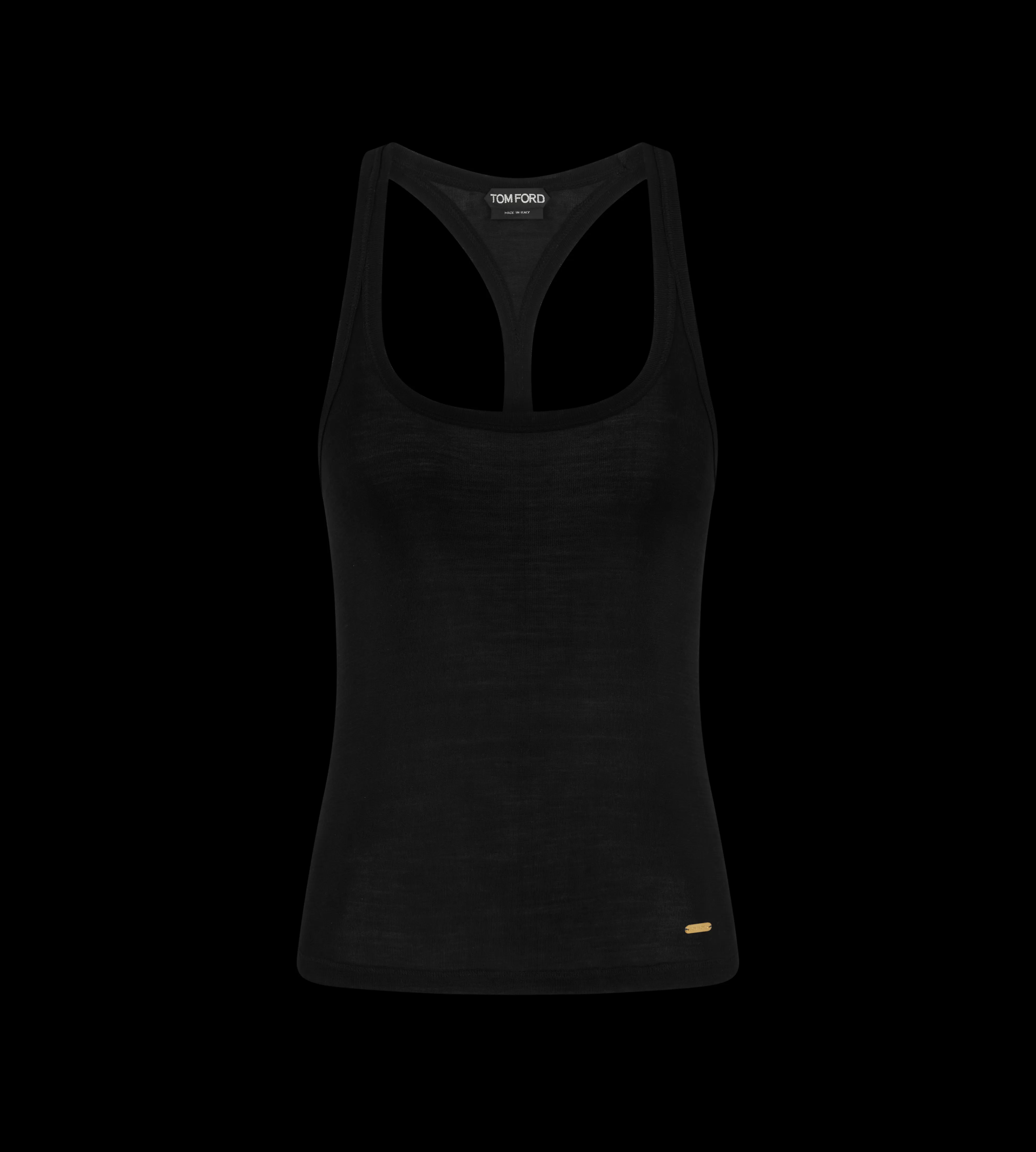 TOM FORD MICRO-RIB SILK JERSEY RACERBACK TANK TOP BLACK^WOMEN SPRING 24