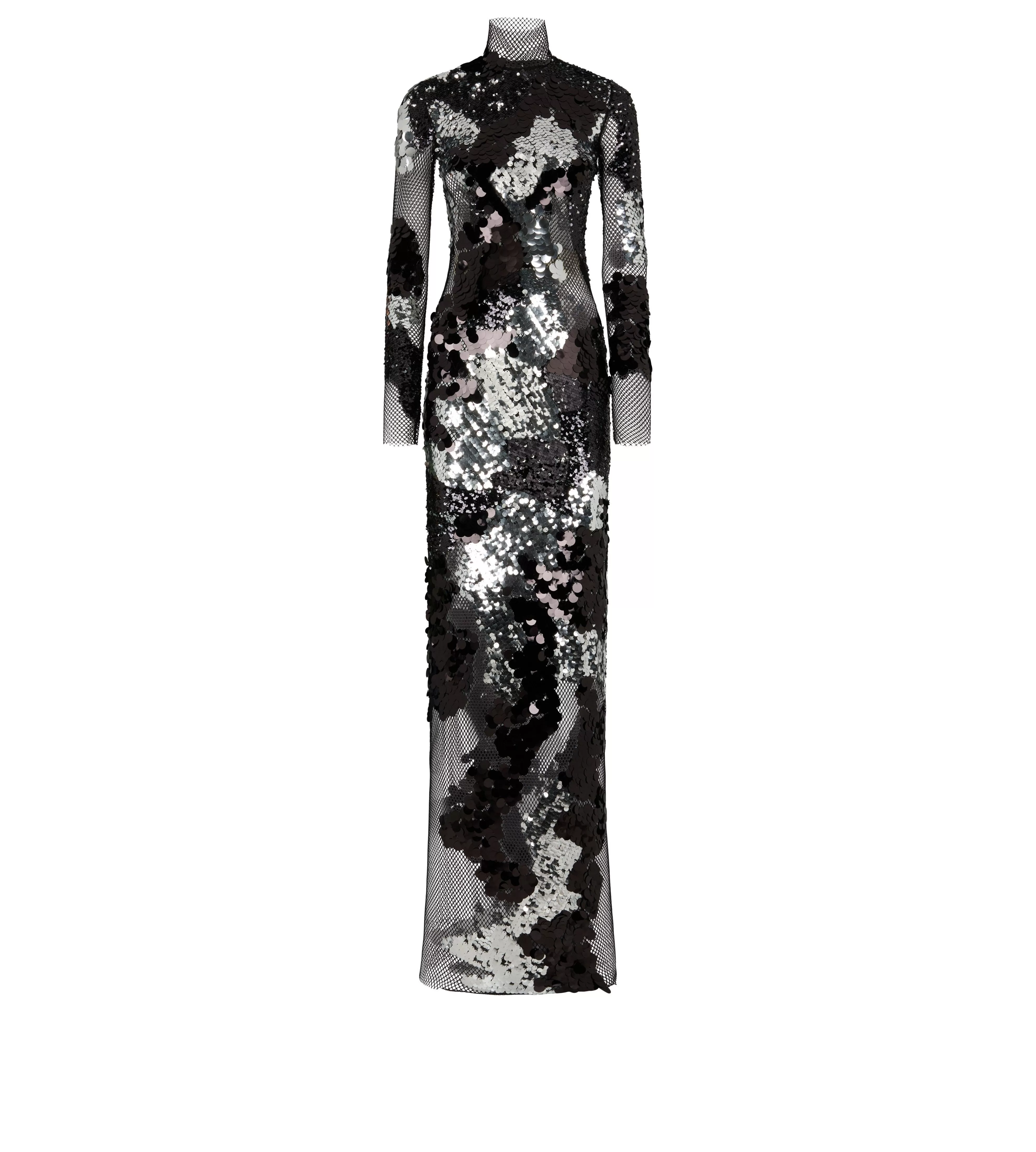 TOM FORD MIXED SEQUINS EVENING DRESS BLACK + SILVER^WOMEN | WOMEN Evening | Dresses