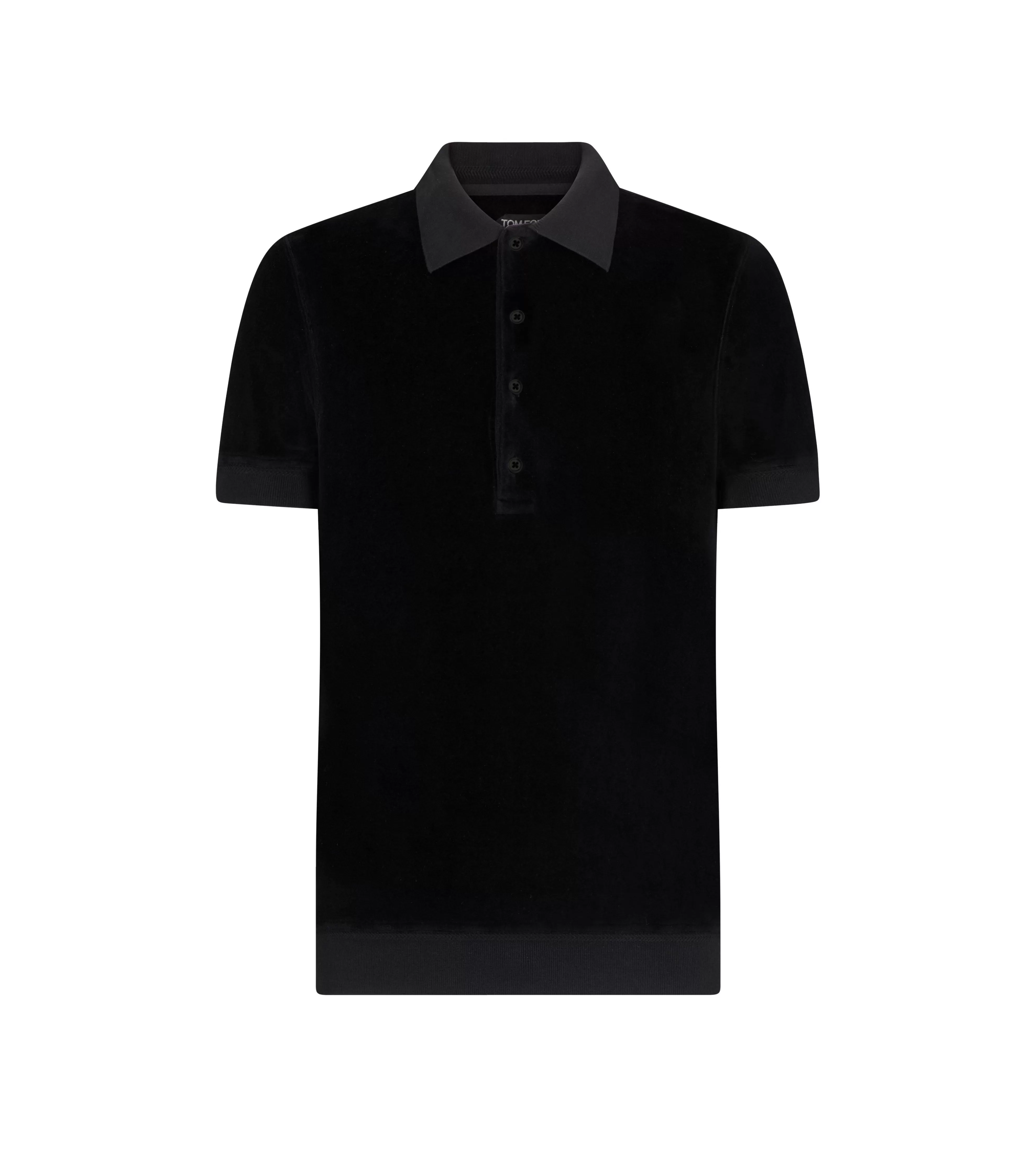 TOM FORD MODAL VELOUR POLO BLACK^MEN Knitwear