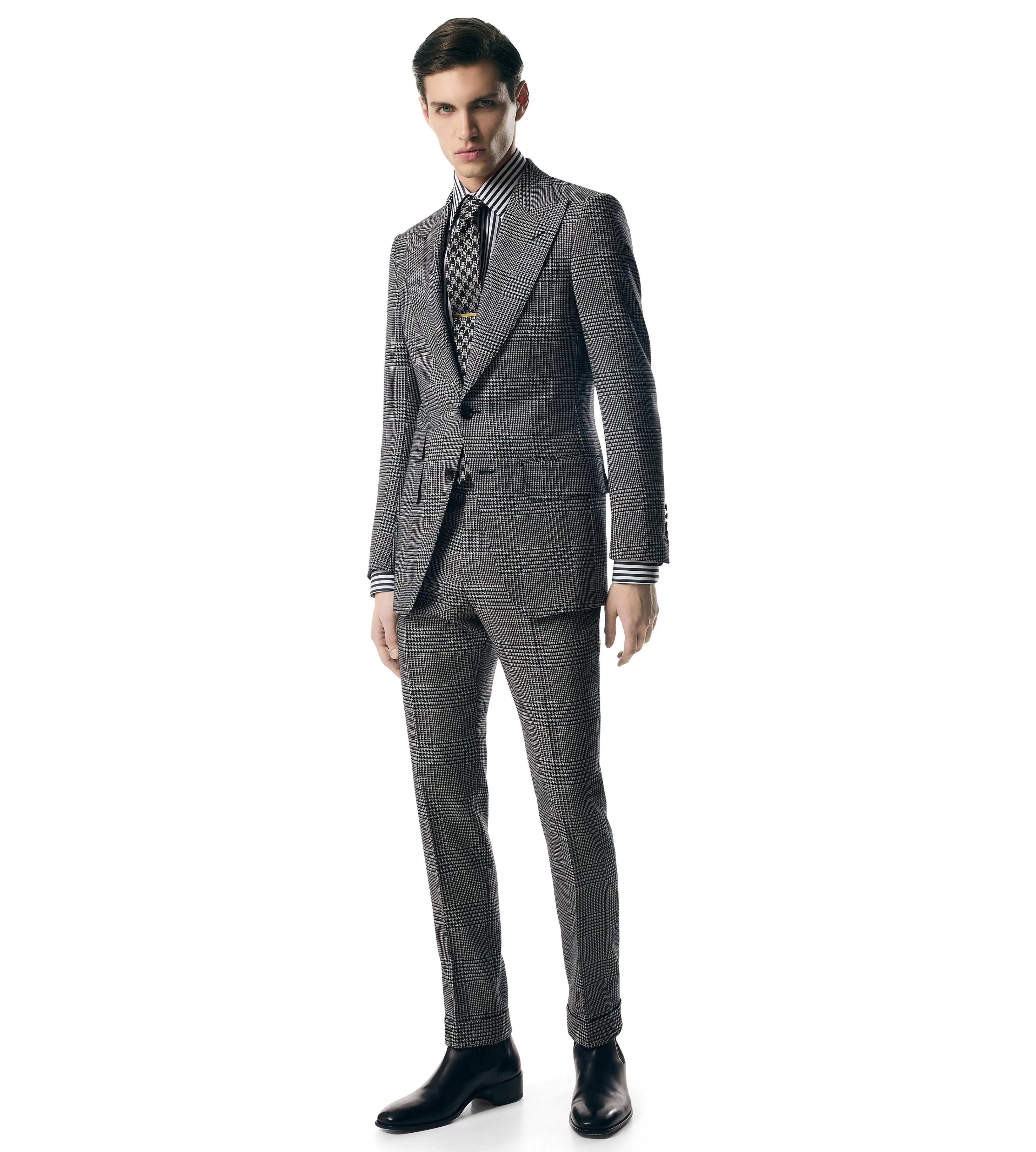 TOM FORD MOHAIR SILK ATTICUS SUIT BLACK/WHITE^MEN Suits