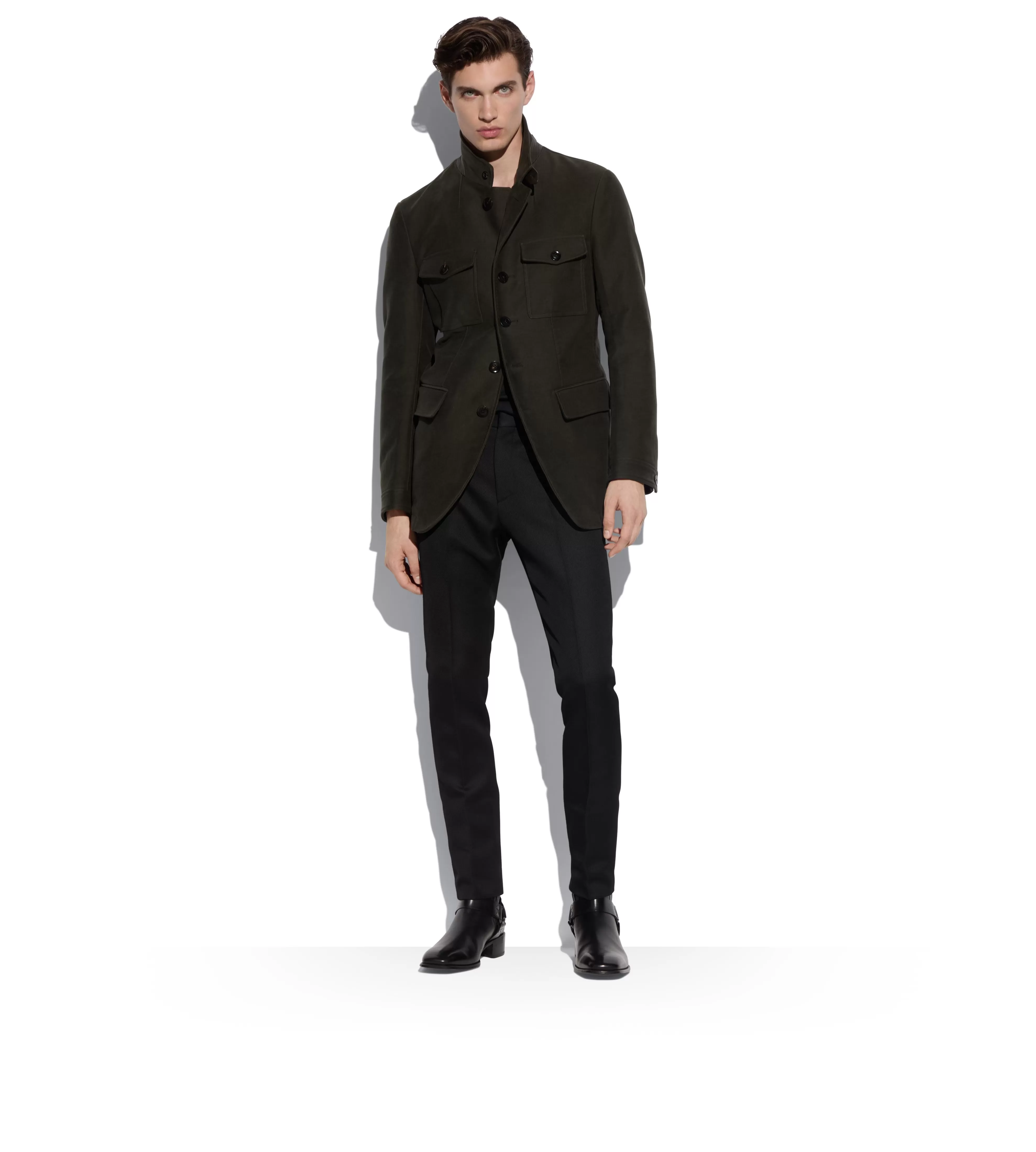 TOM FORD MOLESKIN MILITARY JACKET CYPRESS^MEN Outerwear